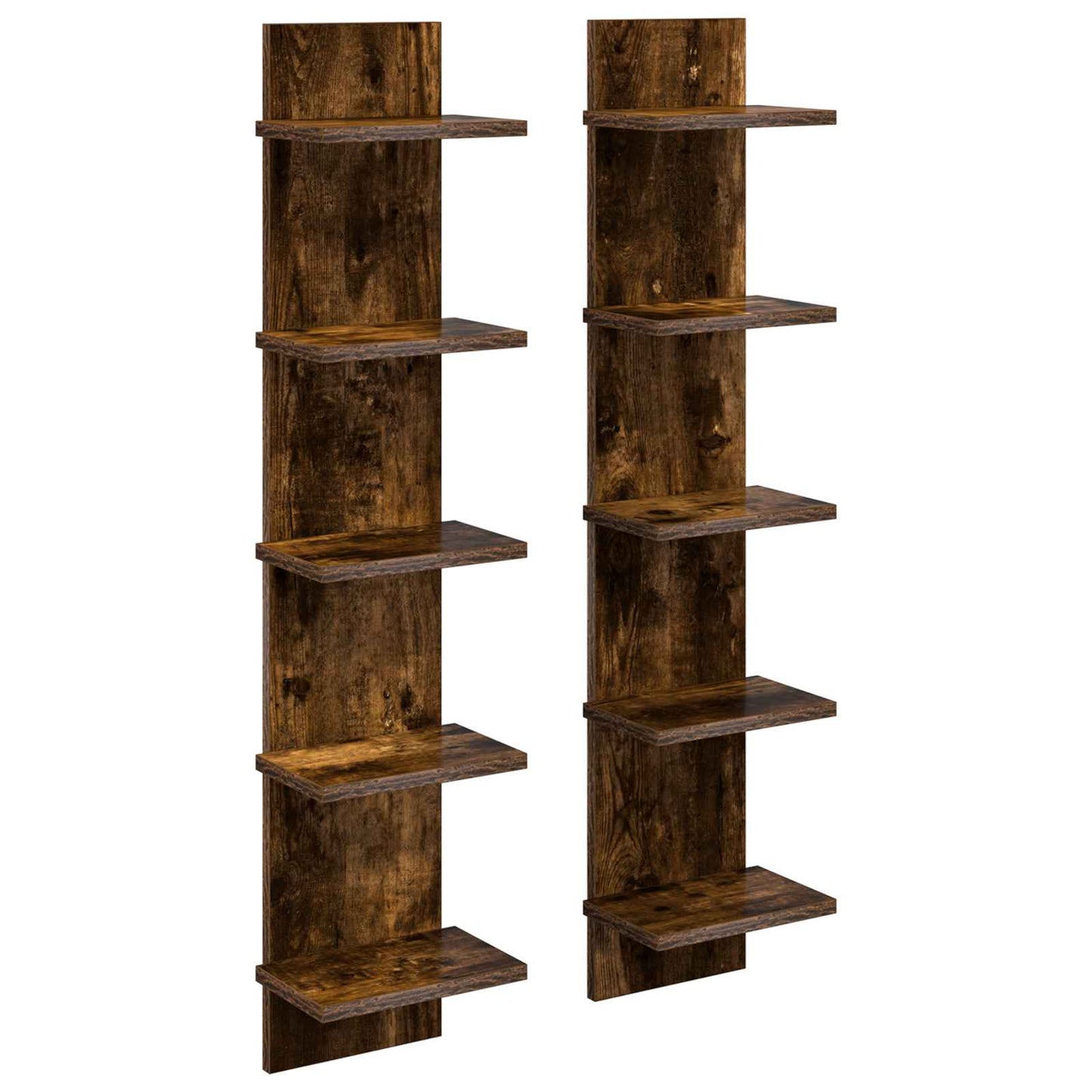 Wandplank 2 pcs Gerookt eiken 22 x 15 x 100 cm Bewerkt hout