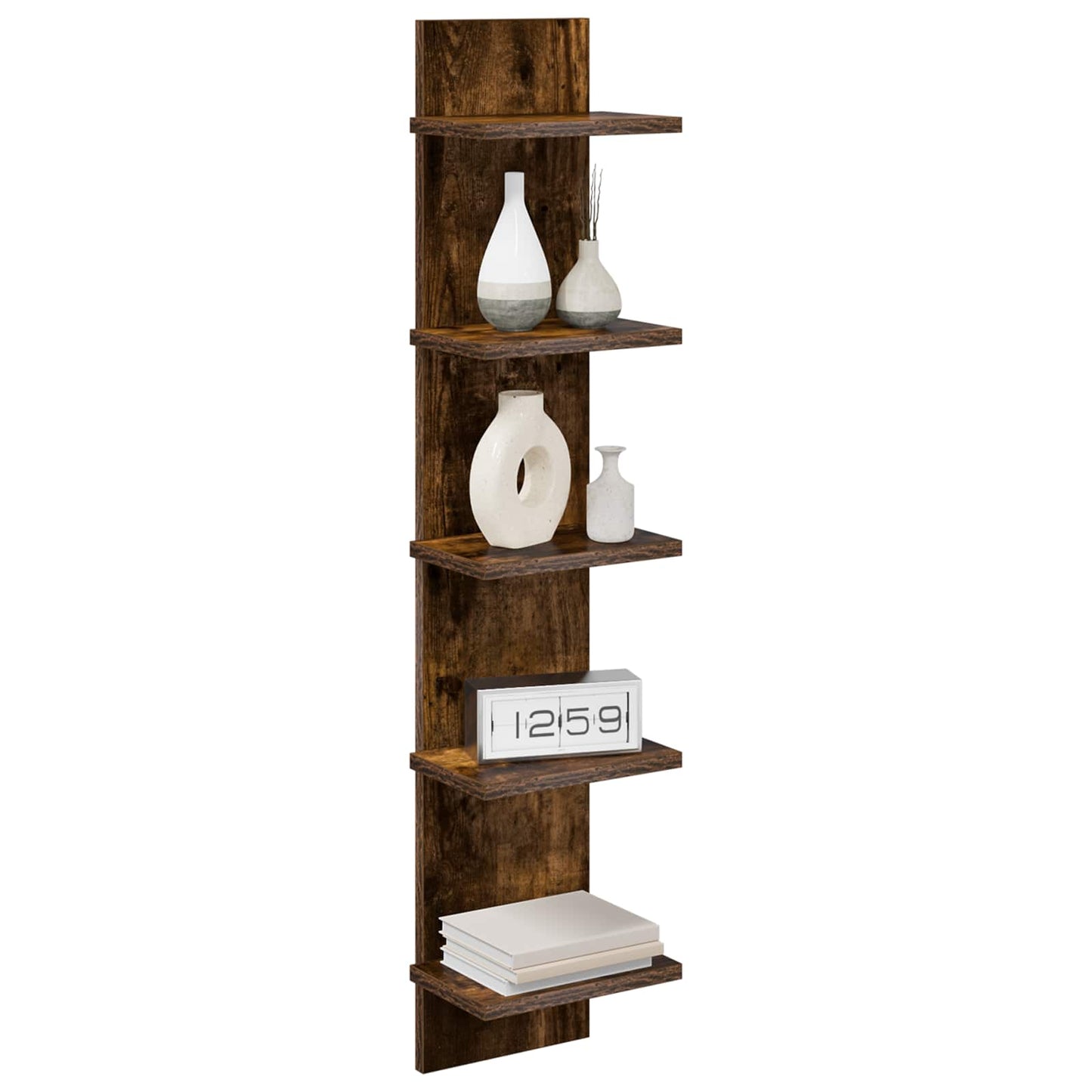 Wandplank 2 pcs Gerookt eiken 22 x 15 x 100 cm Bewerkt hout
