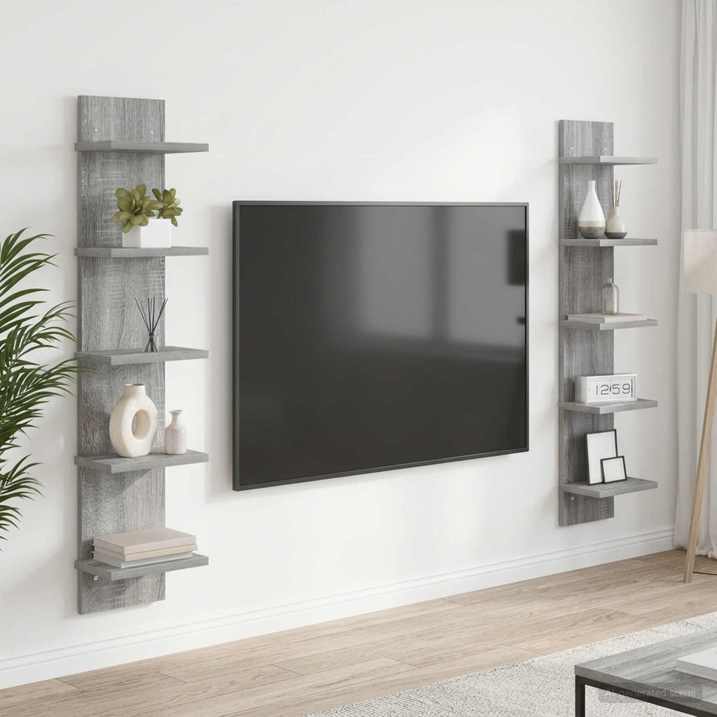 Wandplank 2 pcs Grijs Sonoma 22 x 15 x 100 cm Bewerkt hout is nu te koop bij PeponiXL, paradijselijk wonen!