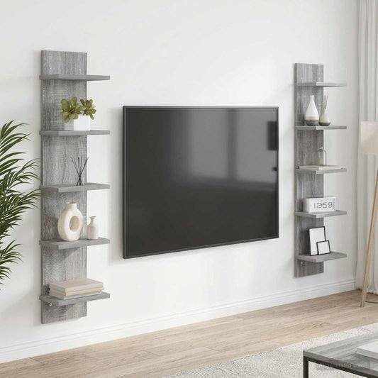 Wandplank 2 pcs Grijs Sonoma 22 x 15 x 100 cm Bewerkt hout is nu te koop bij PeponiXL, paradijselijk wonen!