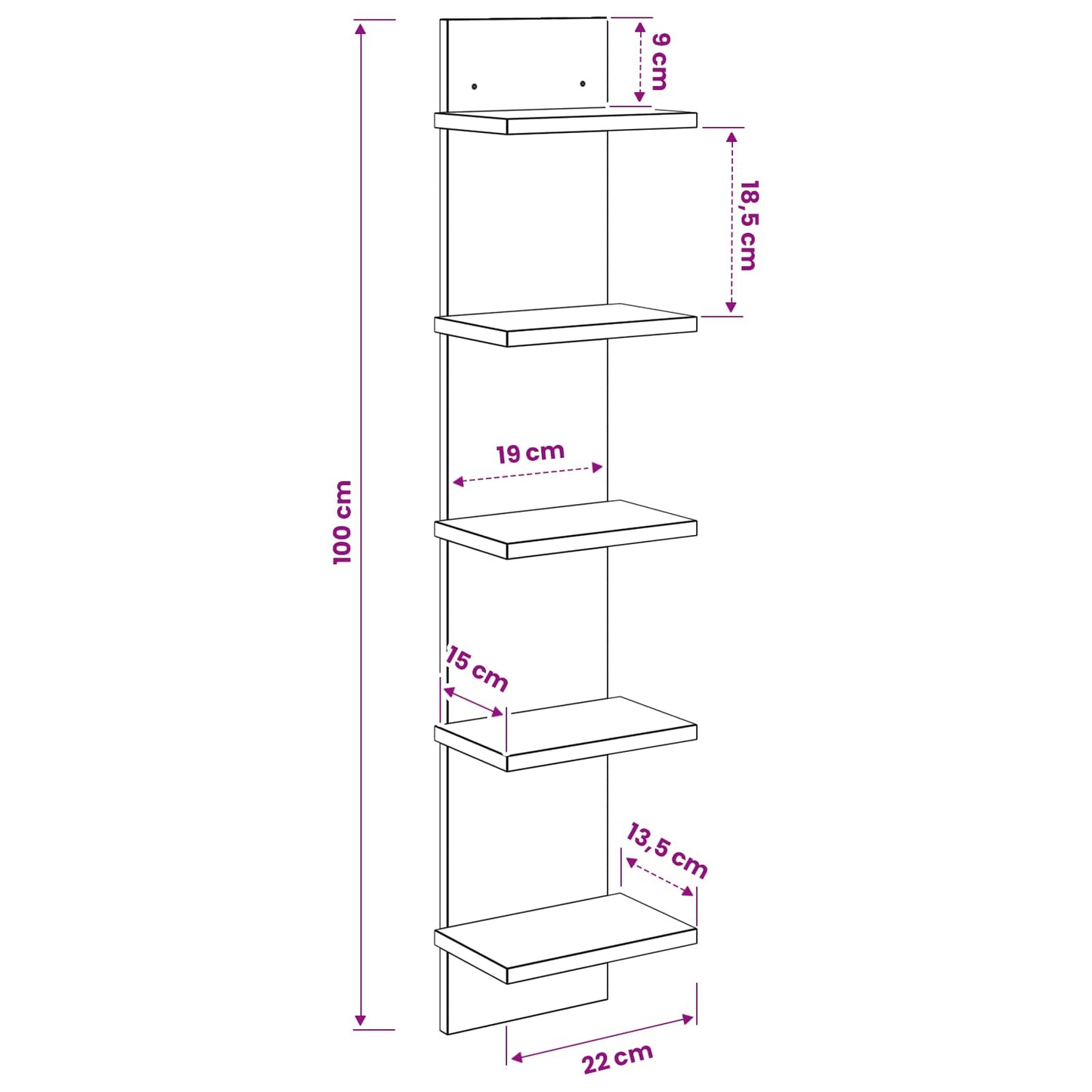 Wandplank 2 pcs Grijs Sonoma 22 x 15 x 100 cm Bewerkt hout is nu te koop bij PeponiXL, paradijselijk wonen!