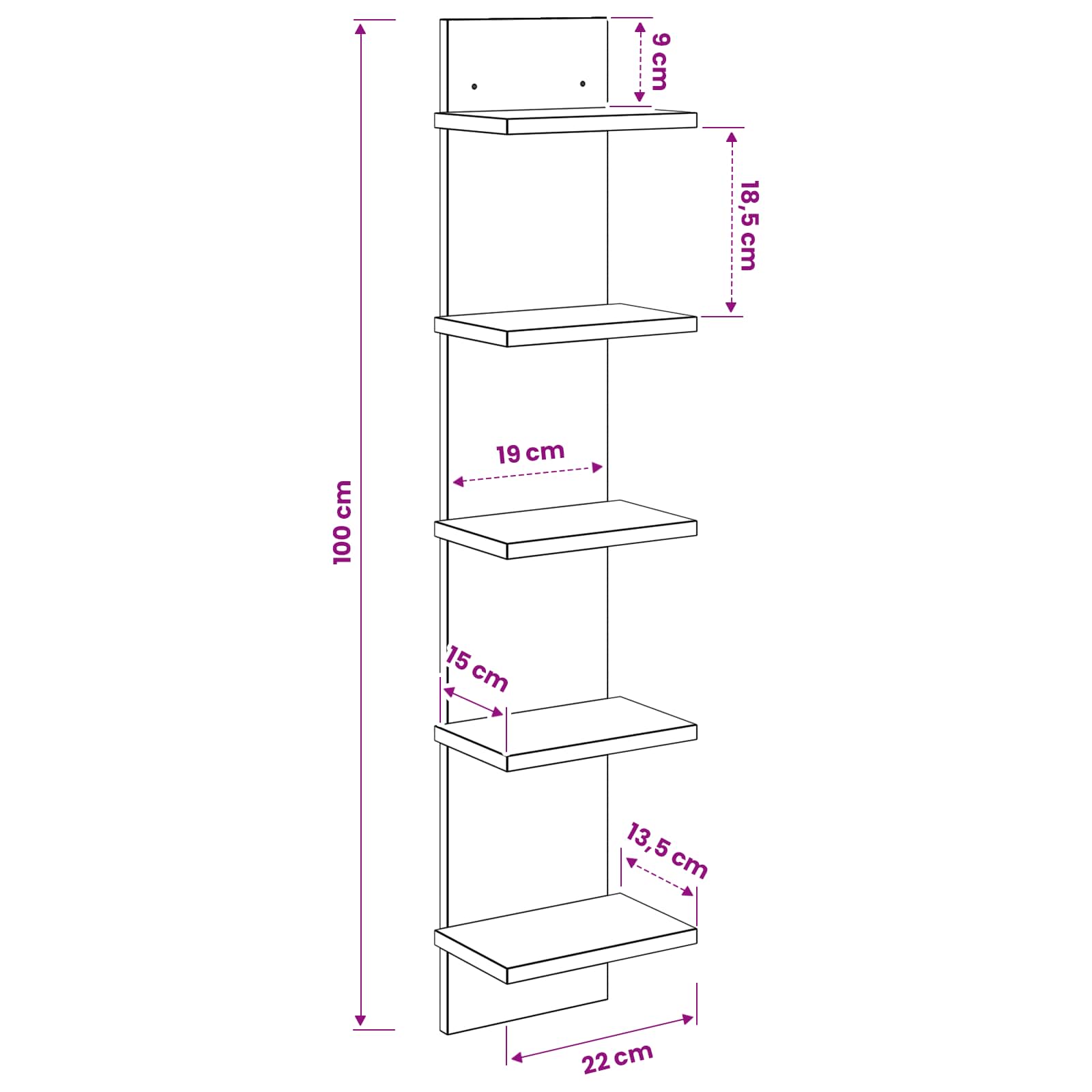 Wandplank 2 pcs Grijs Sonoma 22 x 15 x 100 cm Bewerkt hout is nu te koop bij PeponiXL, paradijselijk wonen!