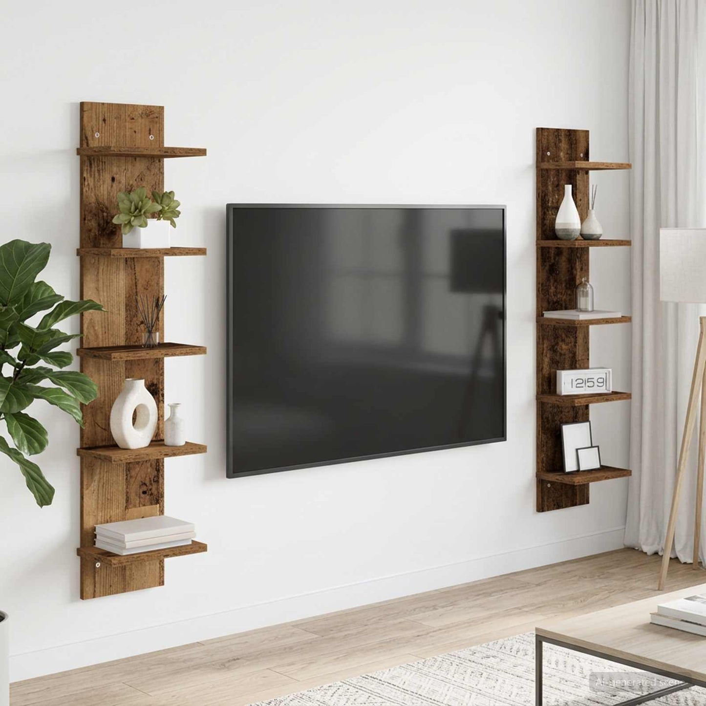 Wandplank 2 pcs Oud hout 22 x 15 x 100 cm Bewerkt hout is nu te koop bij PeponiXL, paradijselijk wonen!