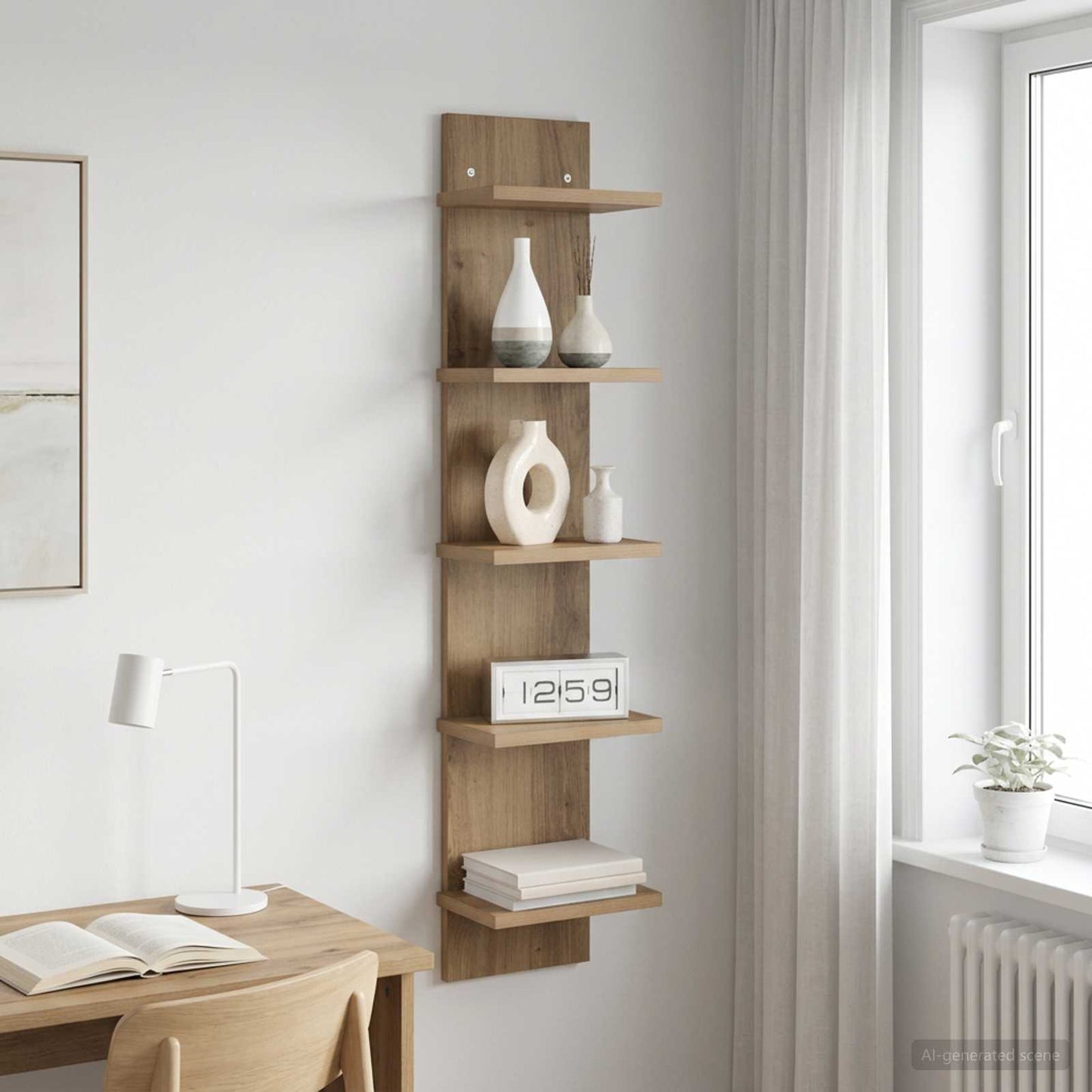 Wandplank Artisanaal eiken 22 x 15 x 100 cm Bewerkt hout is nu te koop bij PeponiXL, paradijselijk wonen!