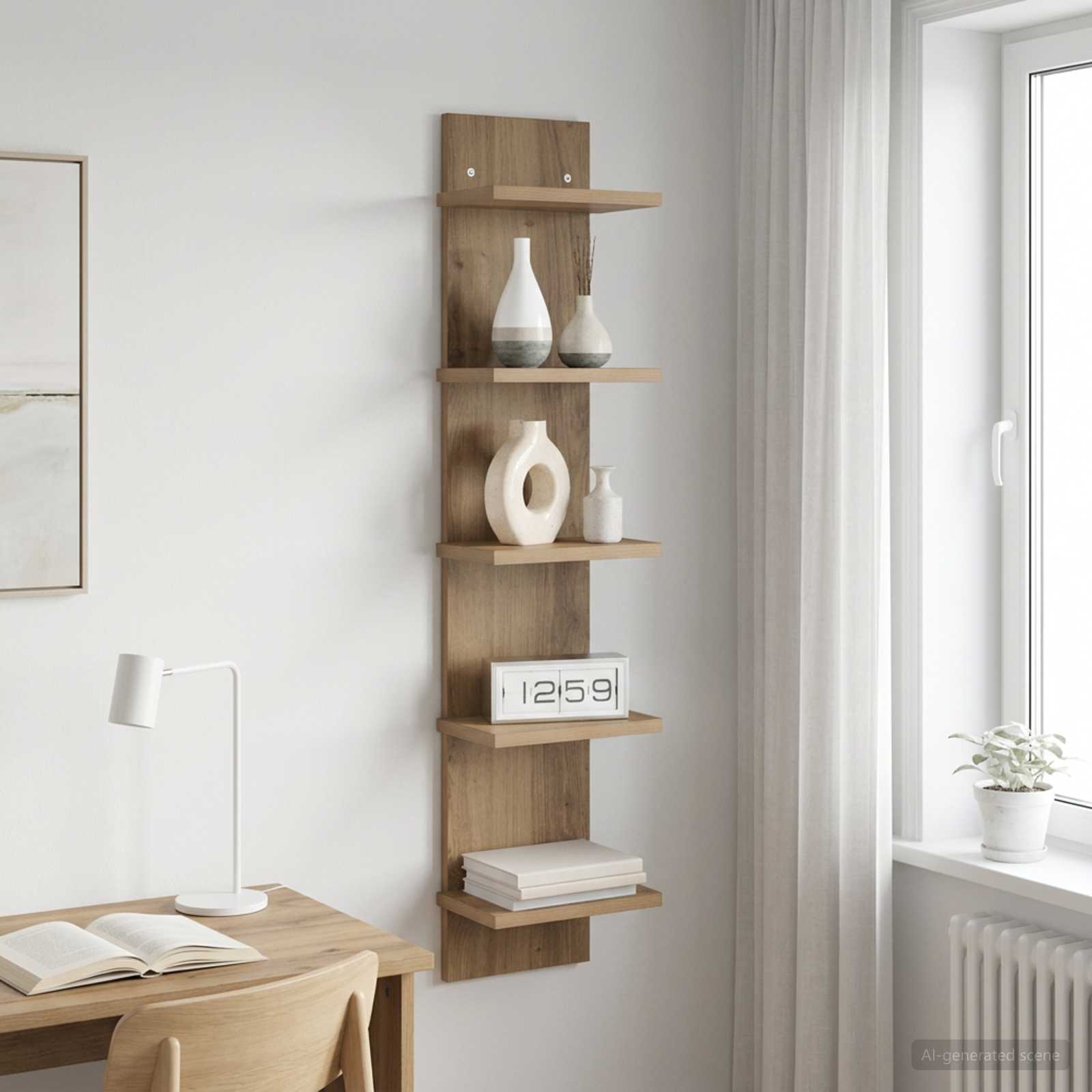 Wandplank Artisanaal eiken 22 x 15 x 100 cm Bewerkt hout is nu te koop bij PeponiXL, paradijselijk wonen!