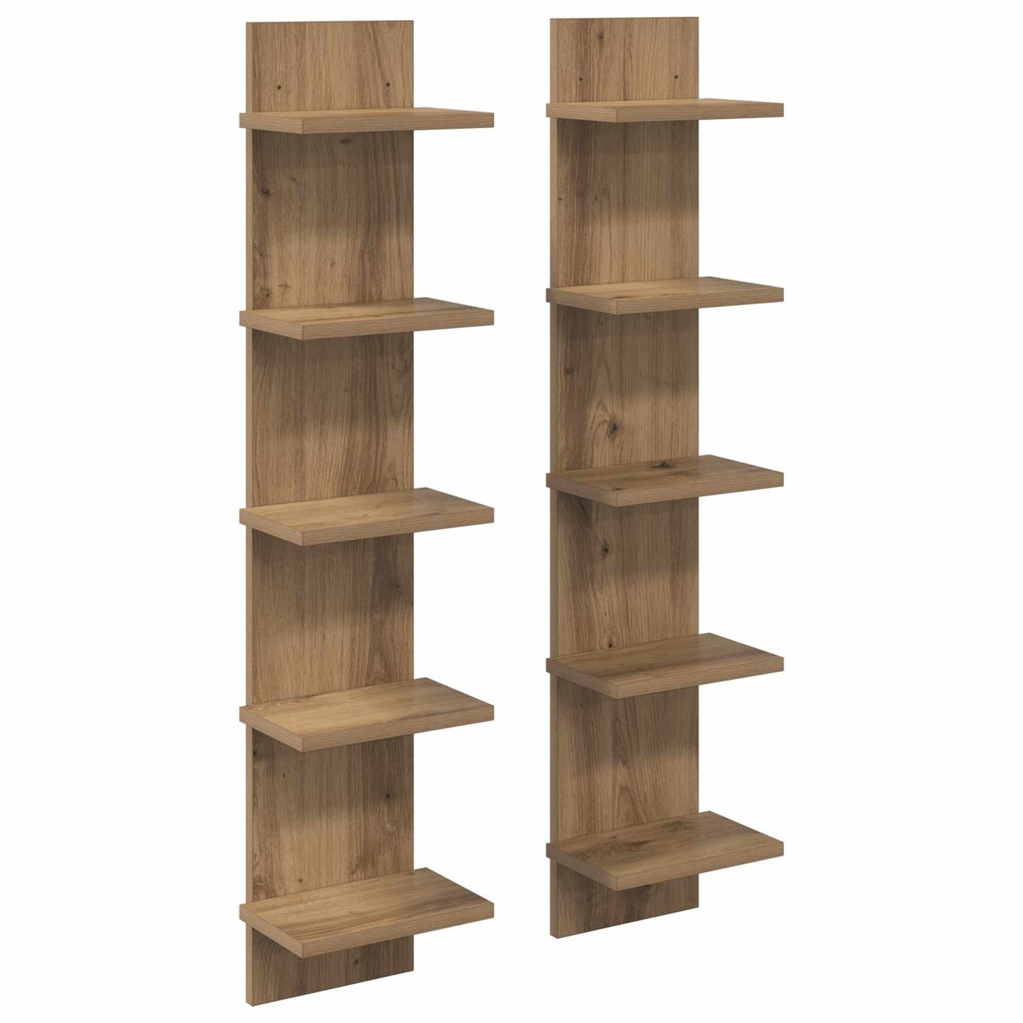 Wandplank 2 pcs Artisanaal eiken 22 x 15 x 100 cm Bewerkt hout