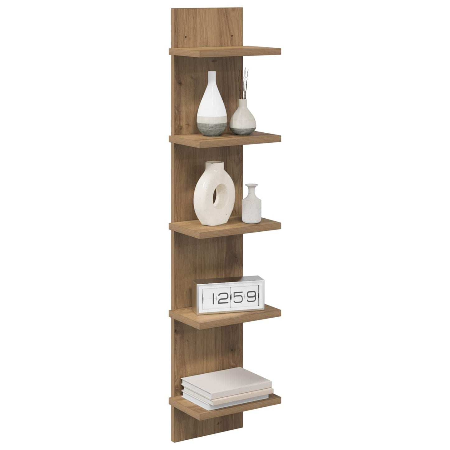 Wandplank 2 pcs Artisanaal eiken 22 x 15 x 100 cm Bewerkt hout