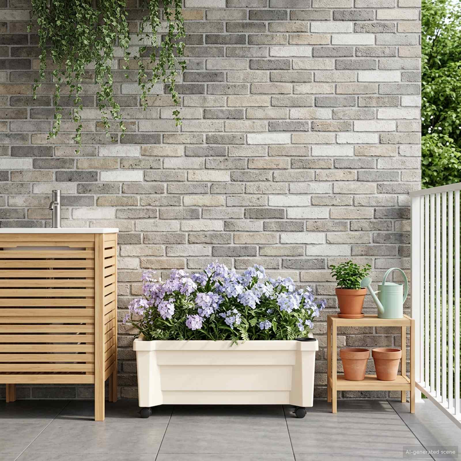 Calypso plantenbak met wielen Wit 79 x 35 x 33 cm PP is nu te koop bij PeponiXL, paradijselijk wonen!
