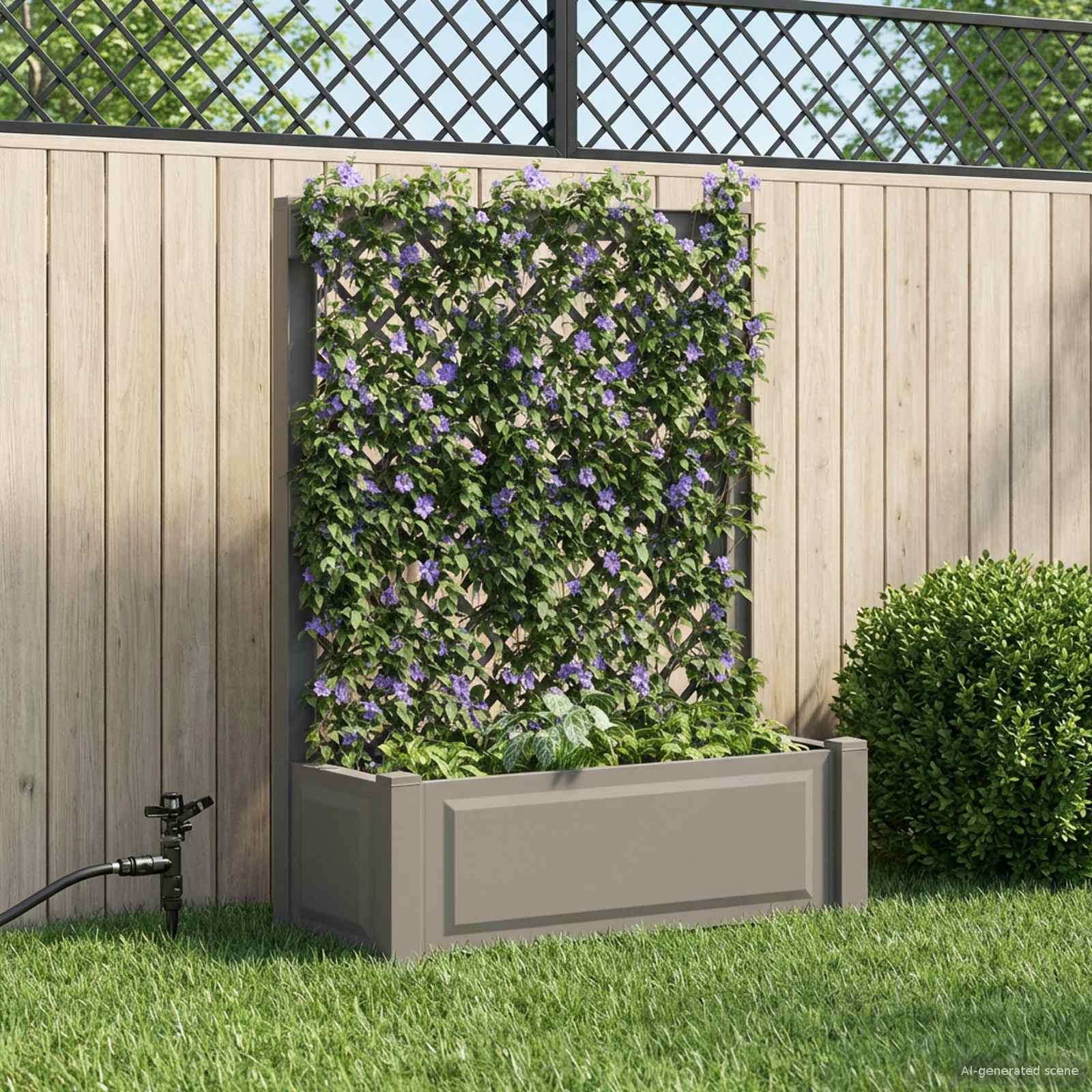 Grote plantenbak met trellis Grijs 99,5 x 43 x 133,5 cm PP is nu te koop bij PeponiXL, paradijselijk wonen!