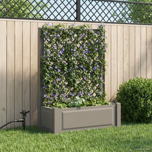 Grote plantenbak met trellis Grijs 99,5 x 43 x 133,5 cm PP is nu te koop bij PeponiXL, paradijselijk wonen!