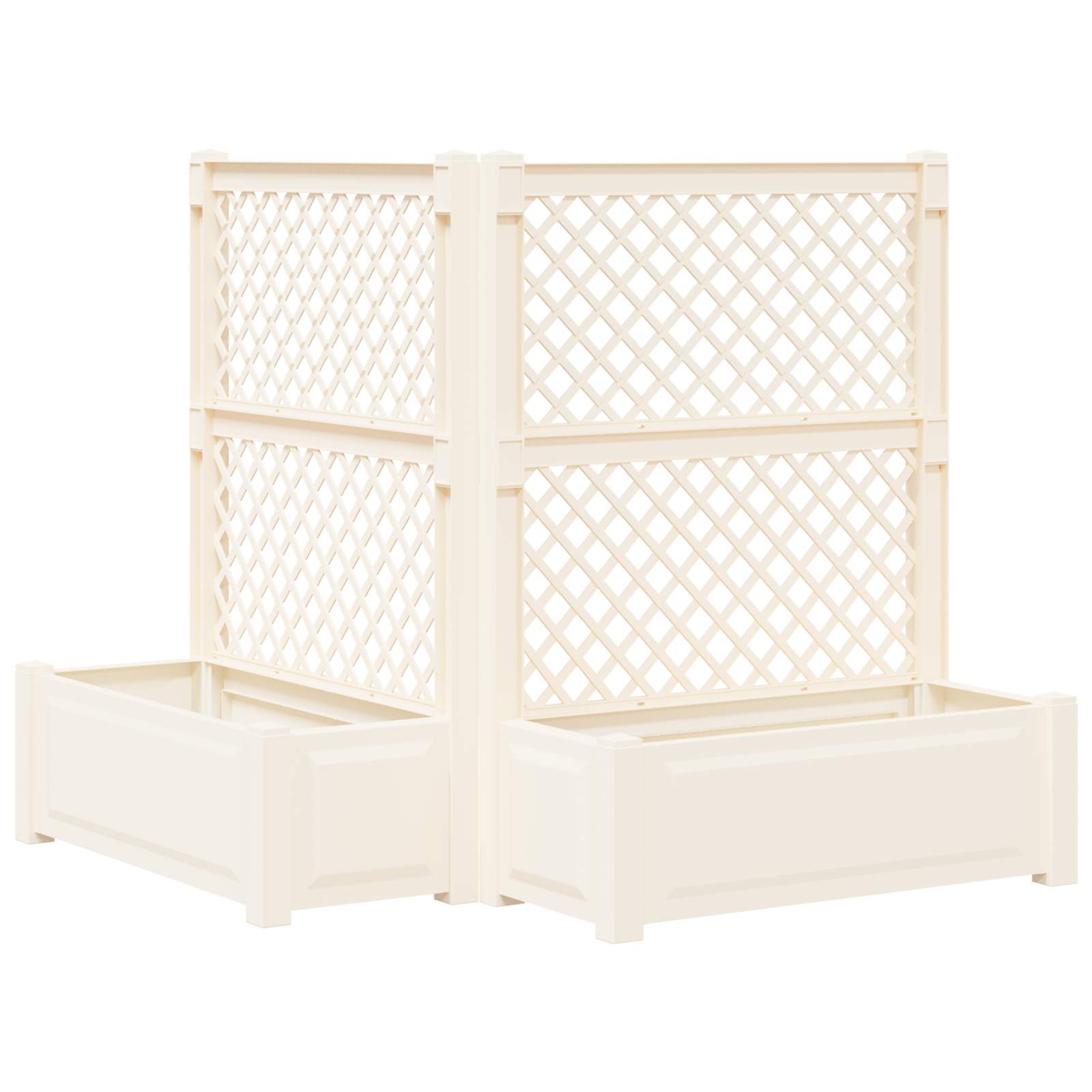 Grote plantenbak met trellis 2 pcs Wit 143 x 143 x 133,5 cm PP is nu te koop bij PeponiXL, paradijselijk wonen!
