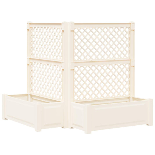 Grote plantenbak met trellis 2 pcs Wit 143 x 143 x 133,5 cm PP is nu te koop bij PeponiXL, paradijselijk wonen!