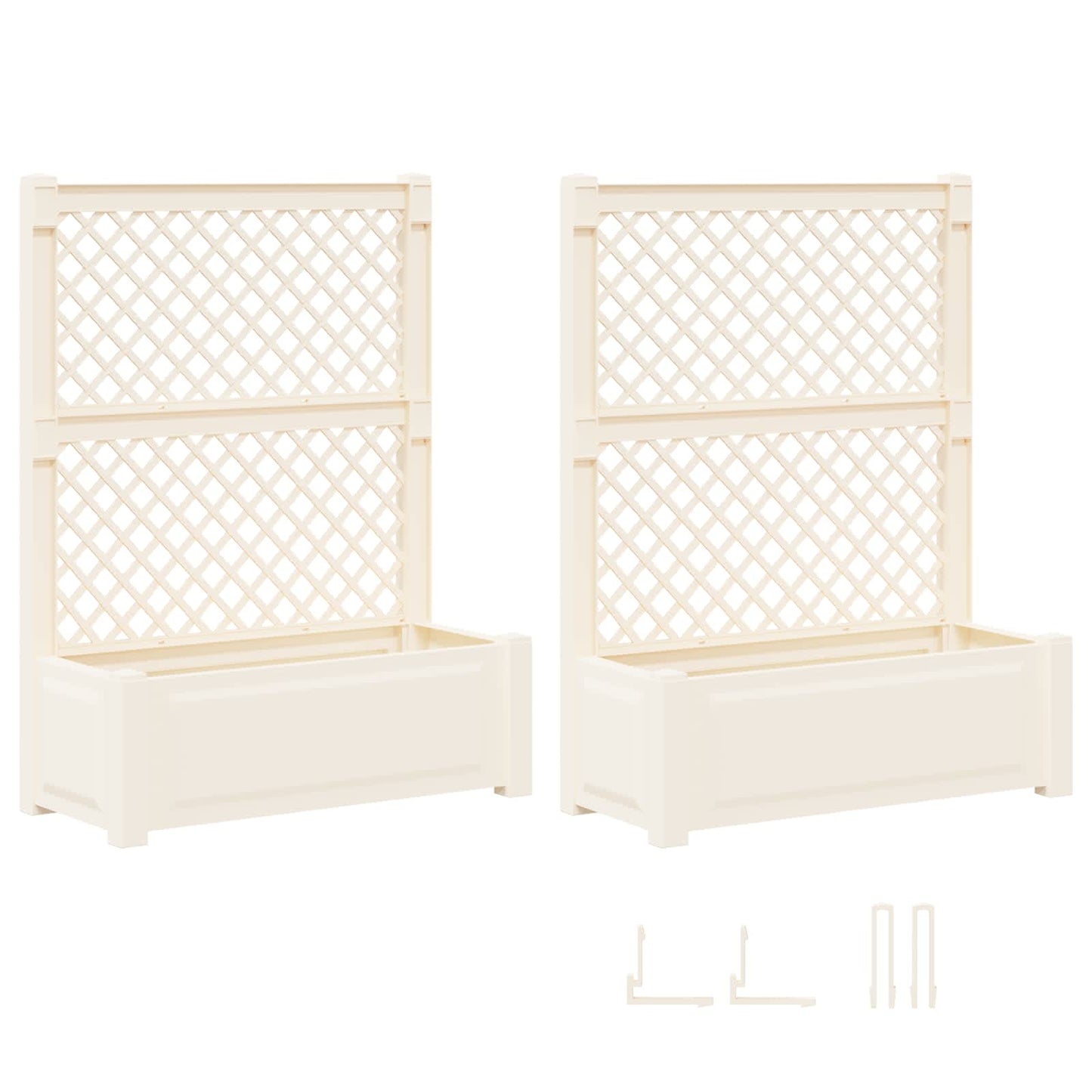 Grote plantenbak met trellis 2 pcs Wit 143 x 143 x 133,5 cm PP is nu te koop bij PeponiXL, paradijselijk wonen!