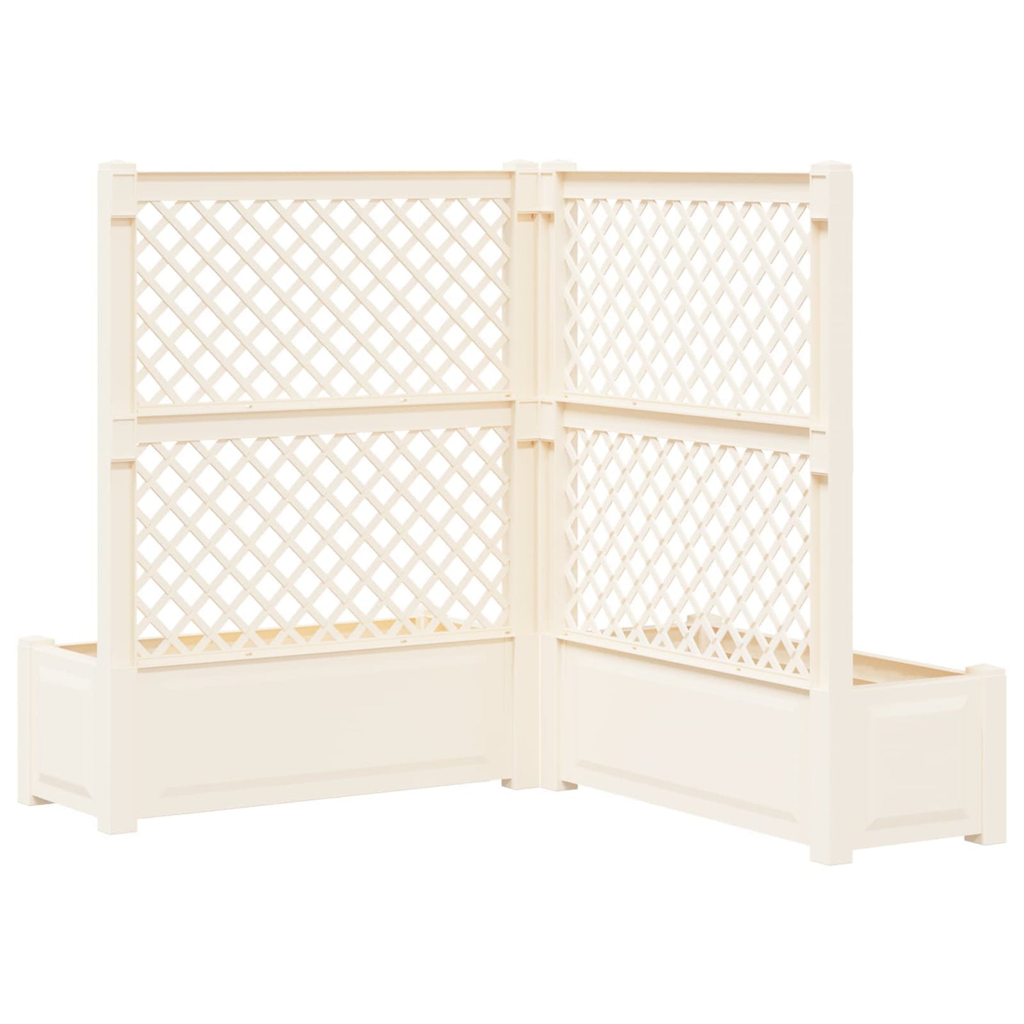 Grote plantenbak met trellis 2 pcs Wit 143 x 143 x 133,5 cm PP is nu te koop bij PeponiXL, paradijselijk wonen!
