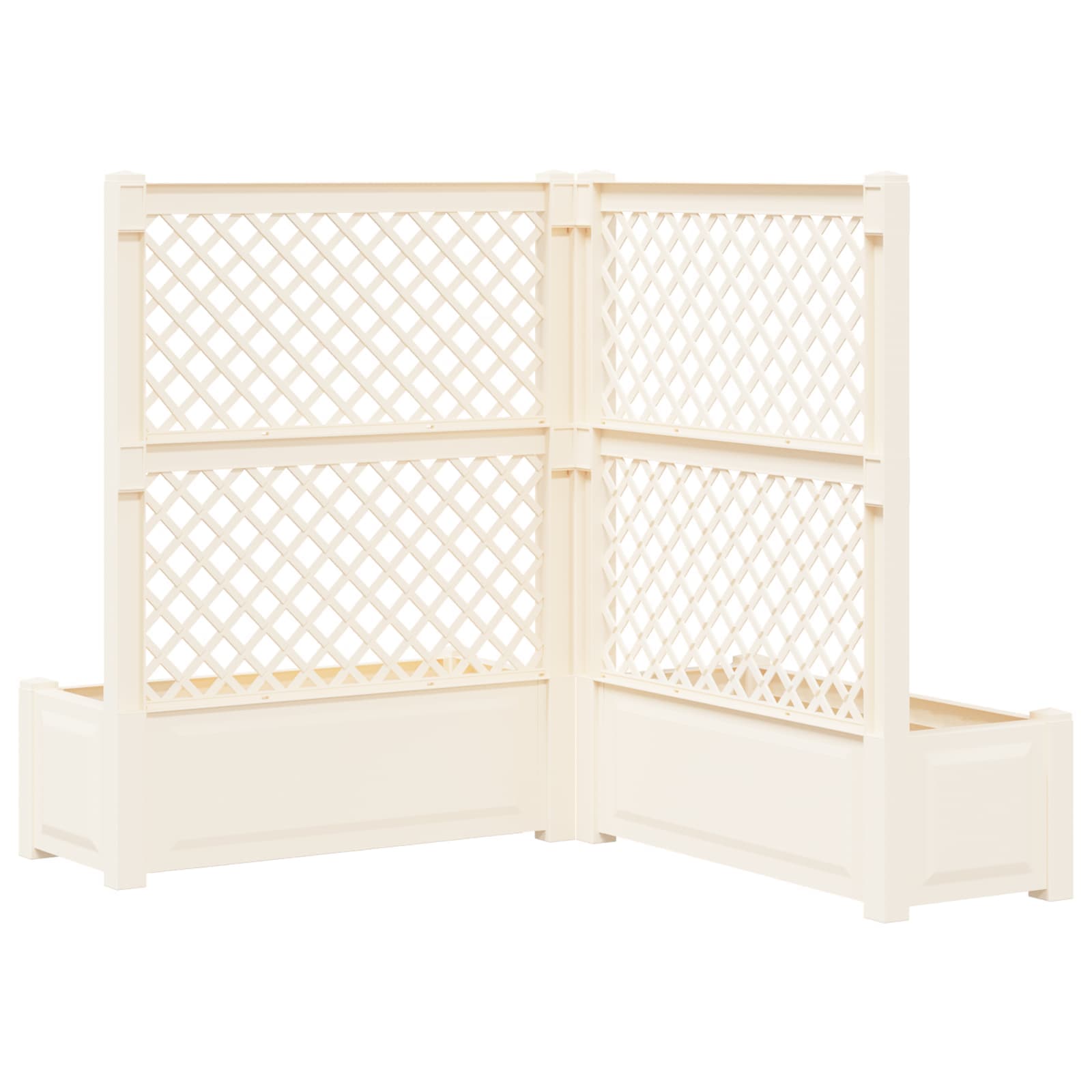 Grote plantenbak met trellis 2 pcs Wit 143 x 143 x 133,5 cm PP is nu te koop bij PeponiXL, paradijselijk wonen!