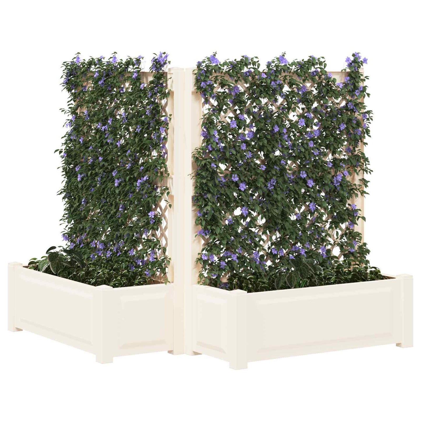 Grote plantenbak met trellis 2 pcs Wit 143 x 143 x 133,5 cm PP is nu te koop bij PeponiXL, paradijselijk wonen!