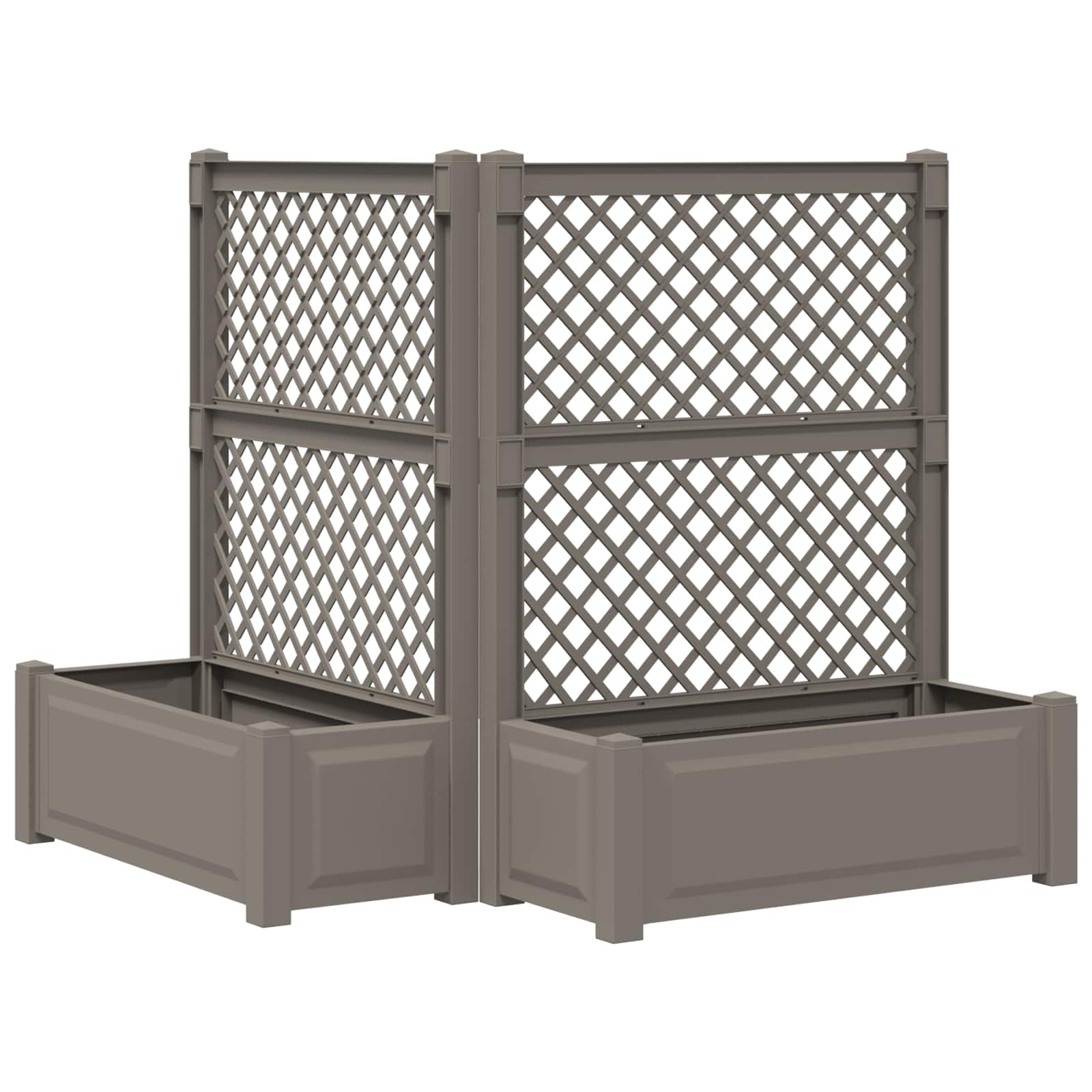 Grote plantenbak met trellis 2 pcs Grijs 143 x 143 x 133,5 cm is nu te koop bij PeponiXL, paradijselijk wonen!