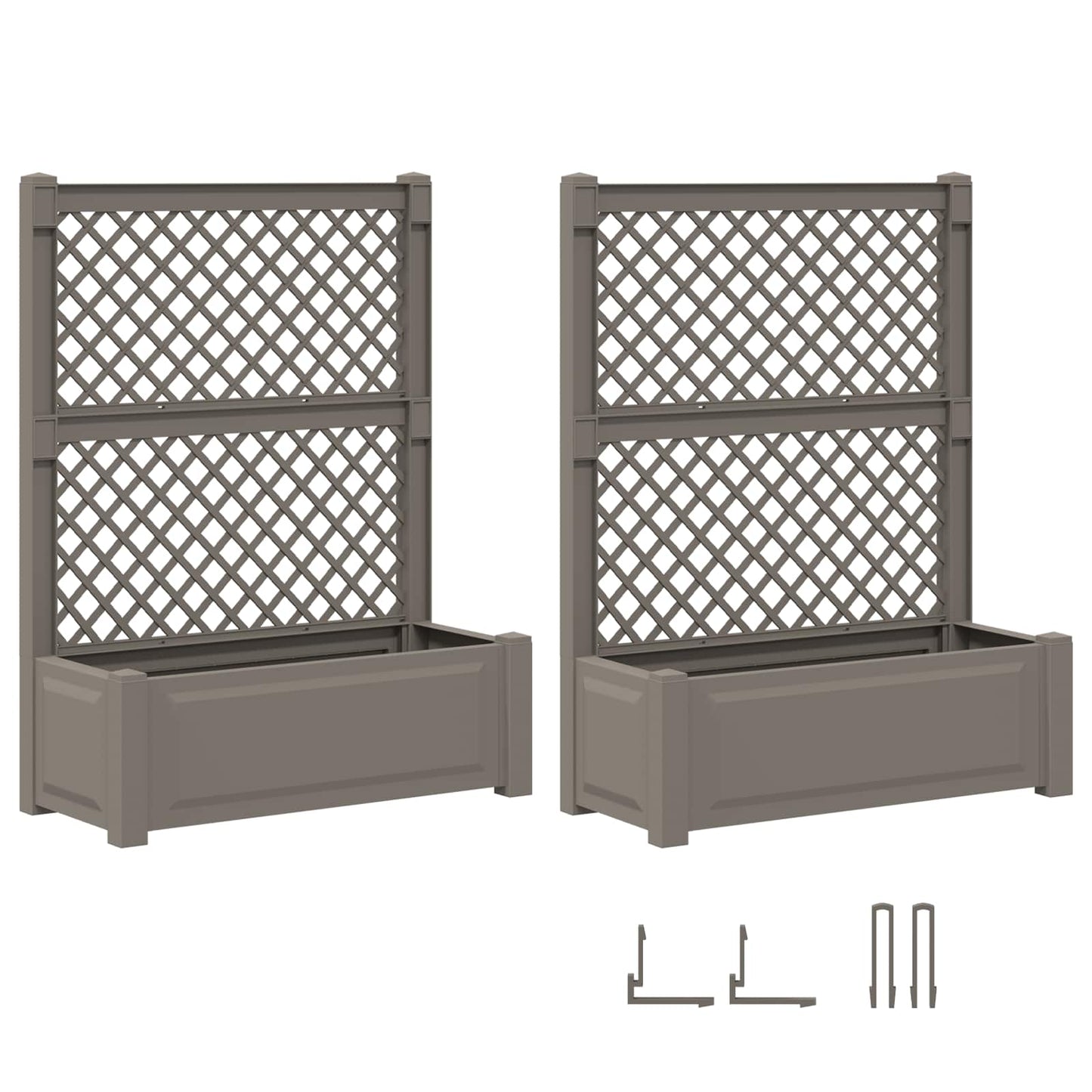 Grote plantenbak met trellis 2 pcs Grijs 143 x 143 x 133,5 cm is nu te koop bij PeponiXL, paradijselijk wonen!