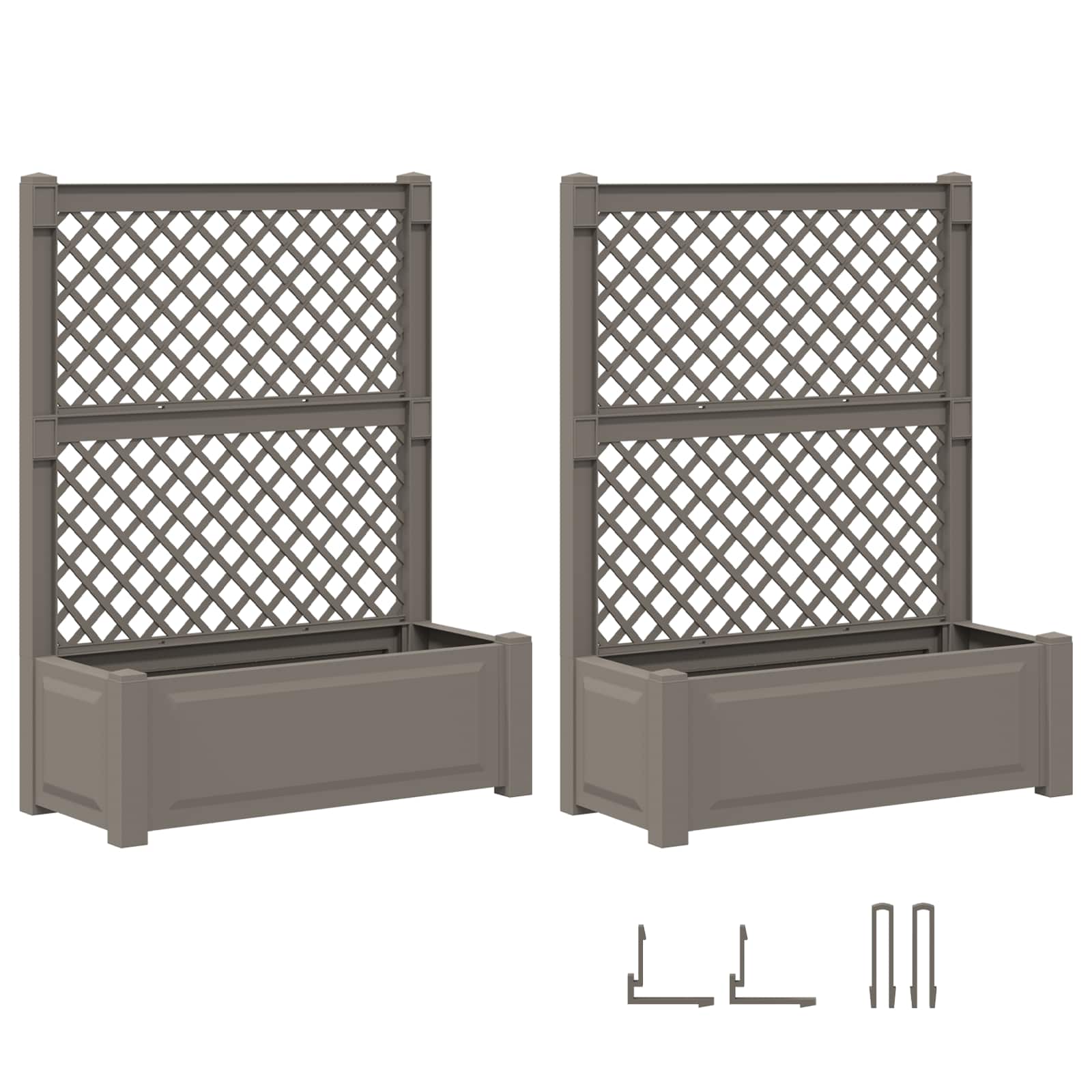 Grote plantenbak met trellis 2 pcs Grijs 143 x 143 x 133,5 cm is nu te koop bij PeponiXL, paradijselijk wonen!