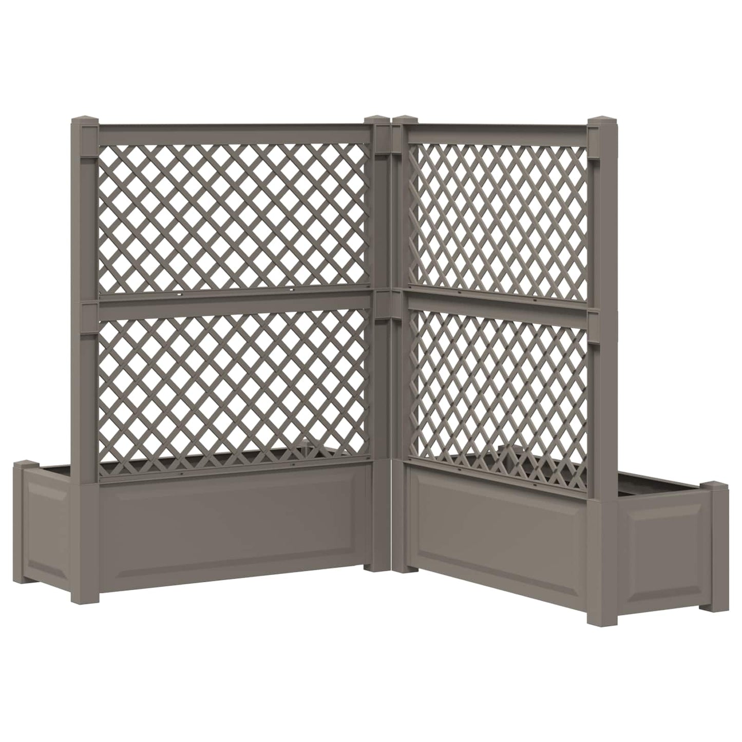 Grote plantenbak met trellis 2 pcs Grijs 143 x 143 x 133,5 cm is nu te koop bij PeponiXL, paradijselijk wonen!