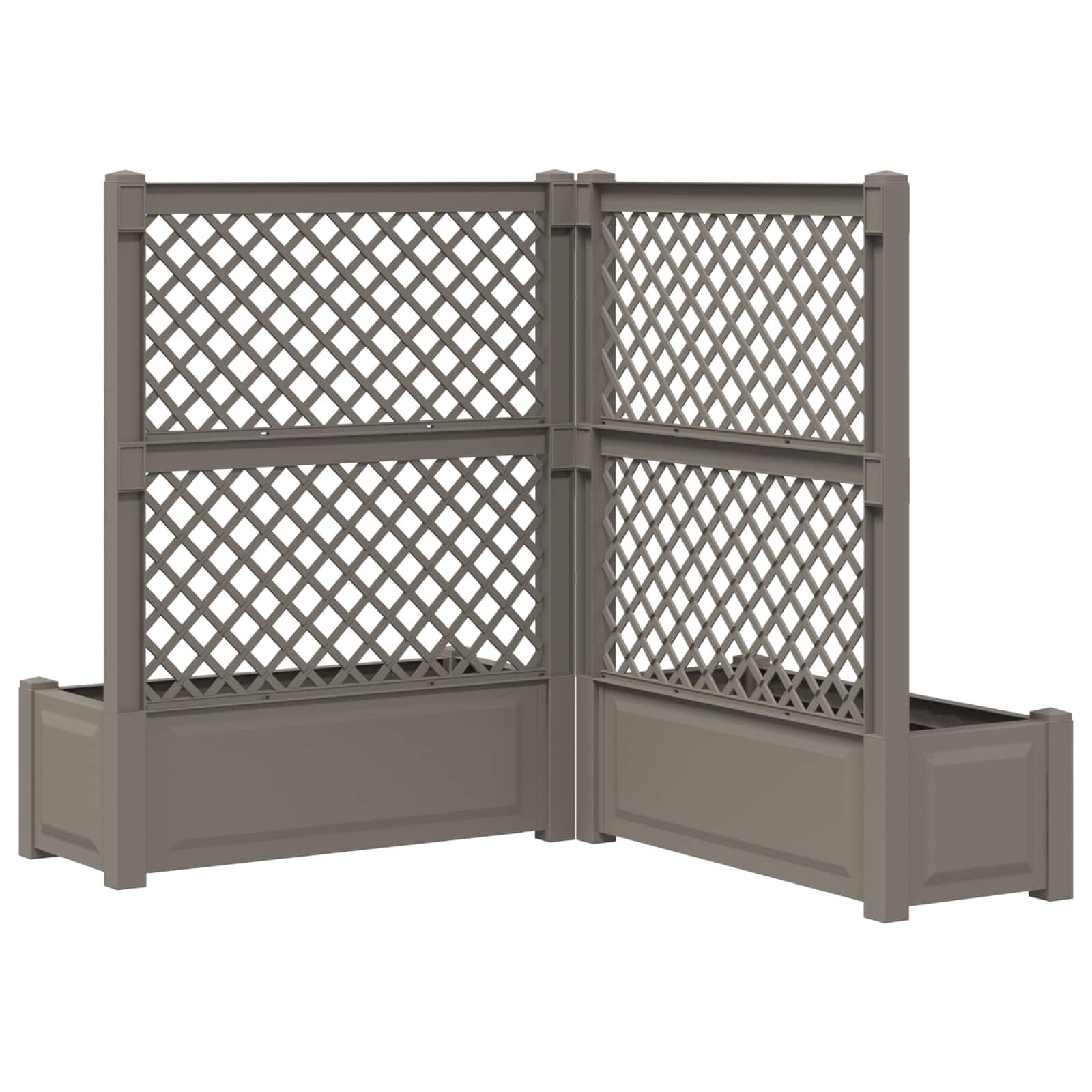 Grote plantenbak met trellis 2 pcs Grijs 143 x 143 x 133,5 cm is nu te koop bij PeponiXL, paradijselijk wonen!