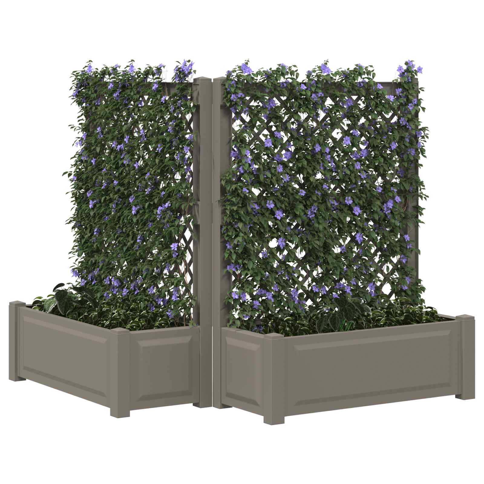 Grote plantenbak met trellis 2 pcs Grijs 143 x 143 x 133,5 cm is nu te koop bij PeponiXL, paradijselijk wonen!