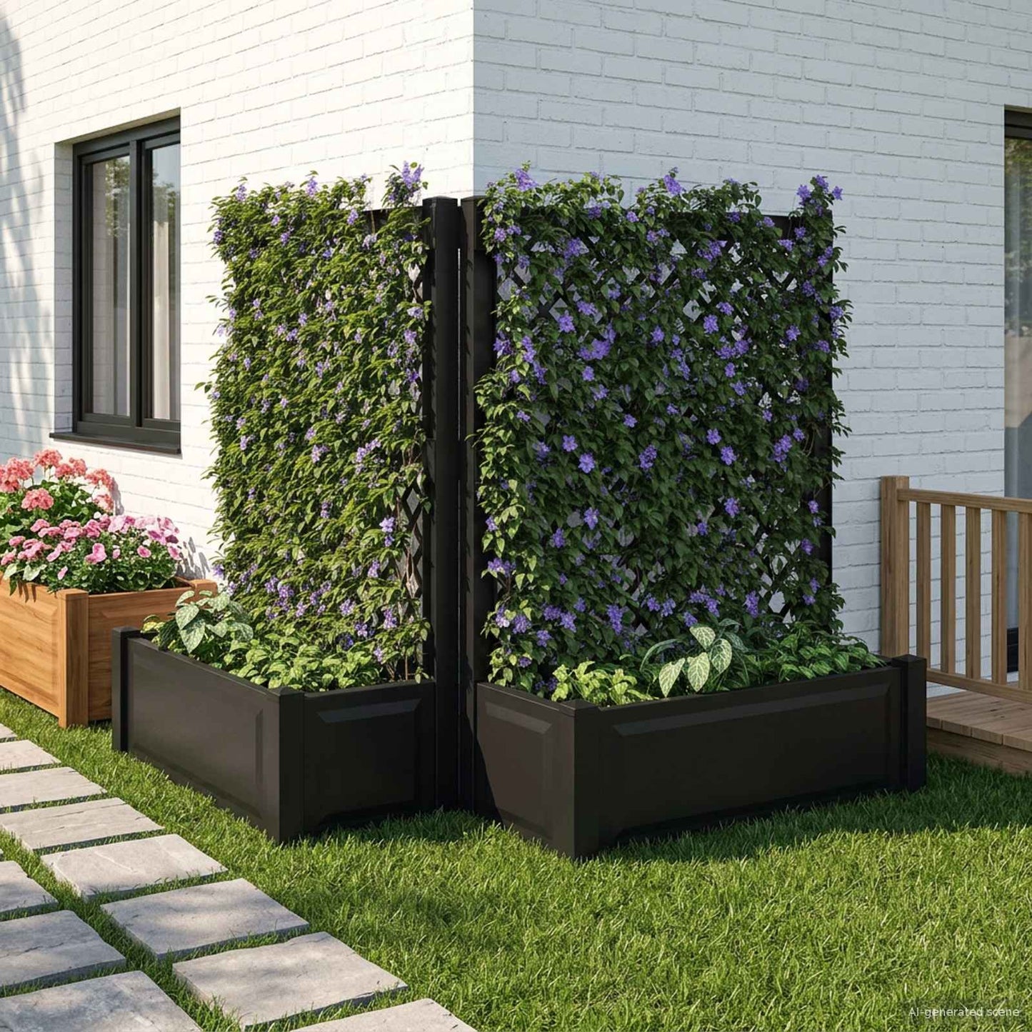 Grote plantenbak met trellis 2 pcs Antracietkleurig is nu te koop bij PeponiXL, paradijselijk wonen!