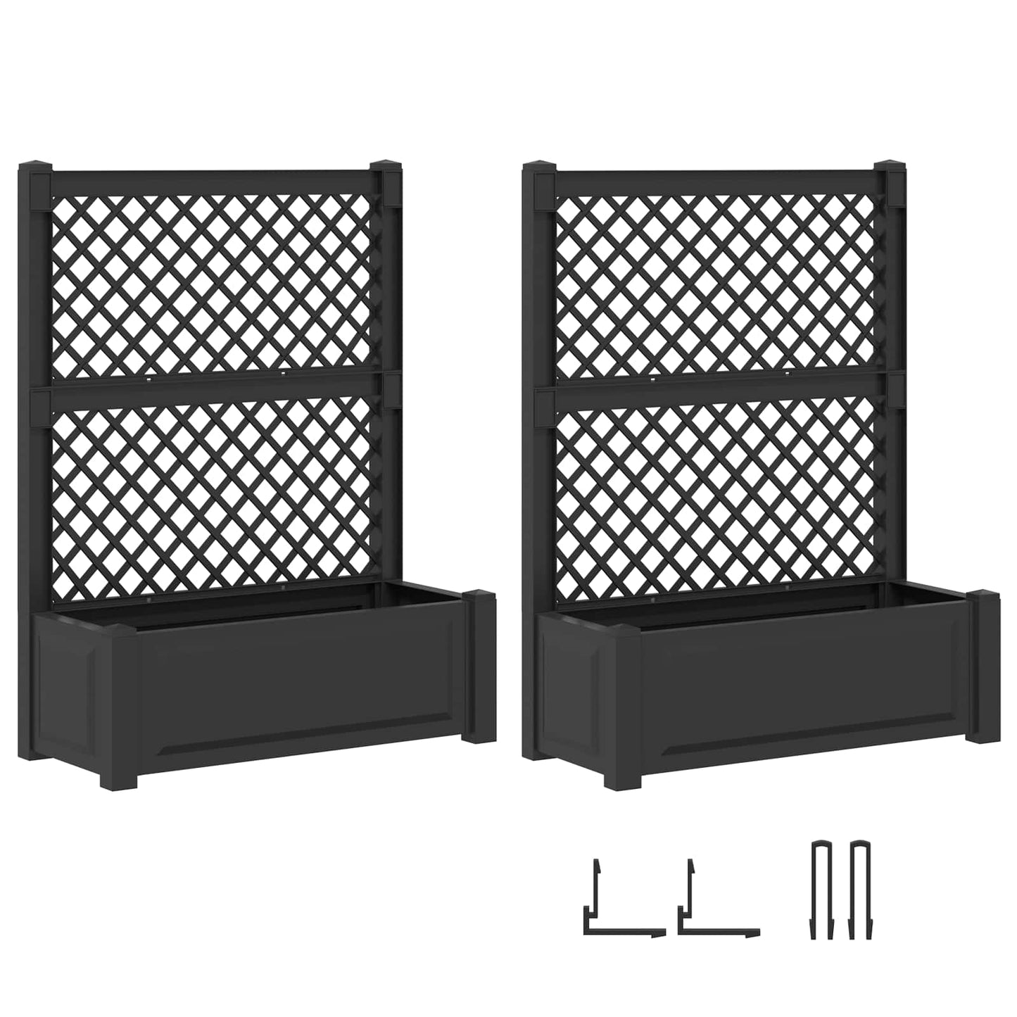 Grote plantenbak met trellis 2 pcs Antracietkleurig is nu te koop bij PeponiXL, paradijselijk wonen!