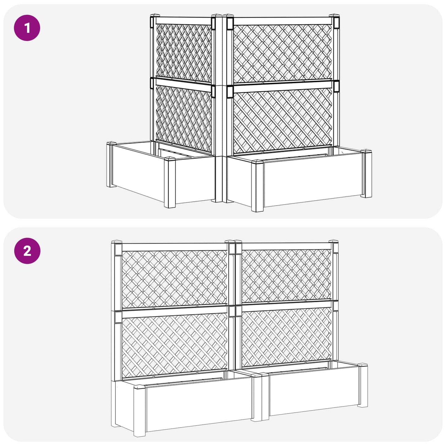 Grote plantenbak met trellis 2 pcs Antracietkleurig is nu te koop bij PeponiXL, paradijselijk wonen!