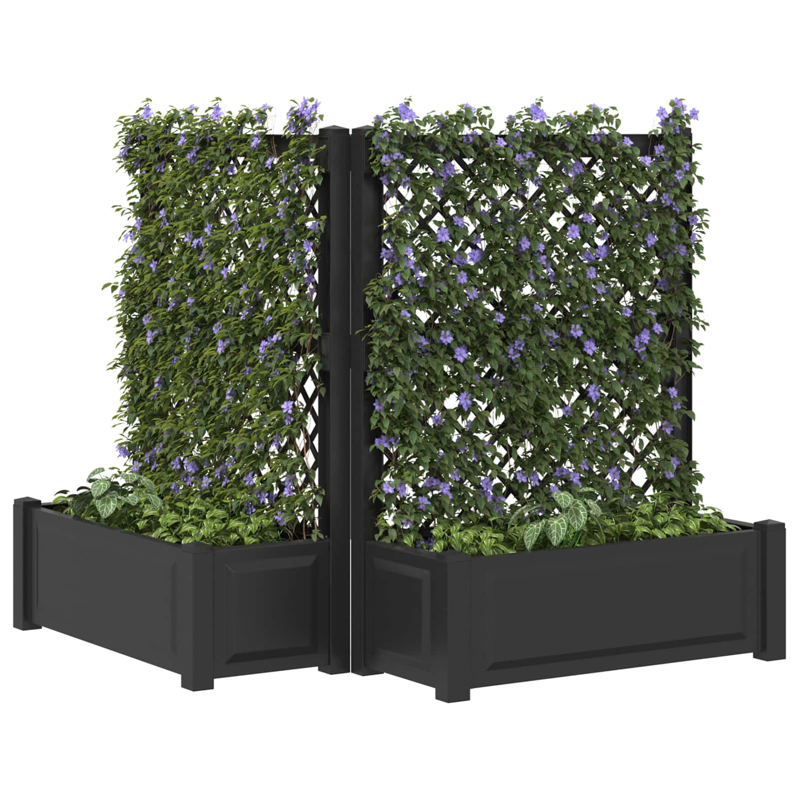 Grote plantenbak met trellis 2 pcs Antracietkleurig is nu te koop bij PeponiXL, paradijselijk wonen!