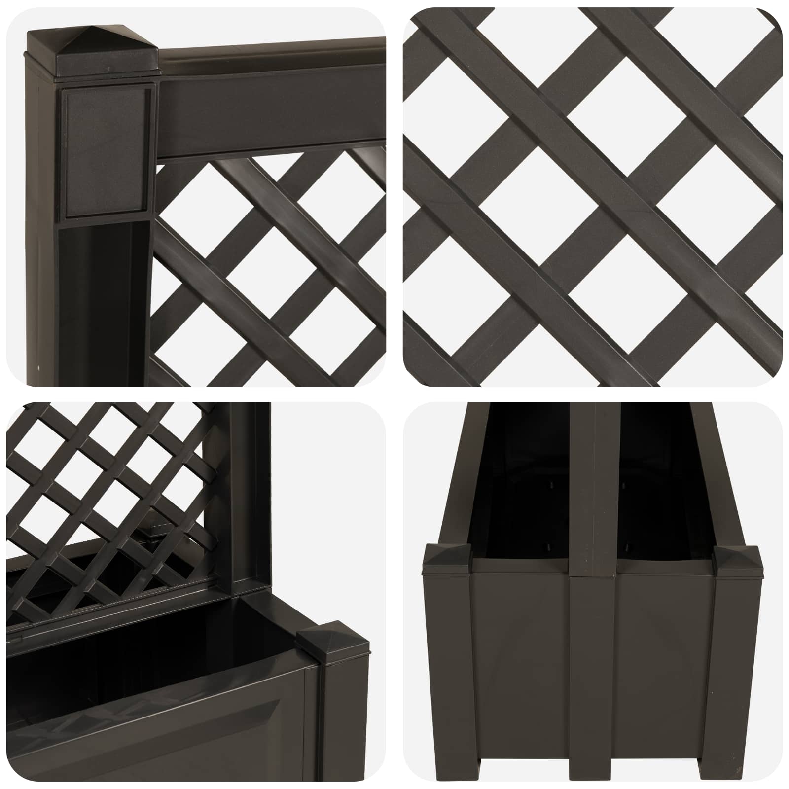 Grote planter met trellis Antracietkleurig 99,5 x 43 x 133,5 PP is nu te koop bij PeponiXL, paradijselijk wonen!