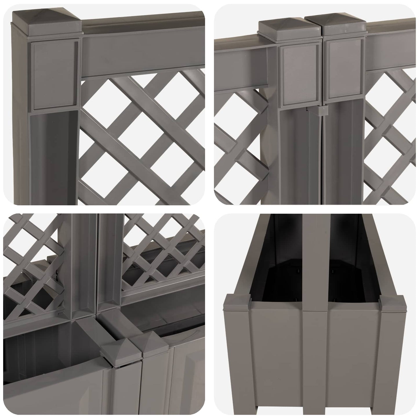 Grote planter met trellis 2 pcs Grijs 200 x 43 x 133,5 cm PP is nu te koop bij PeponiXL, paradijselijk wonen!