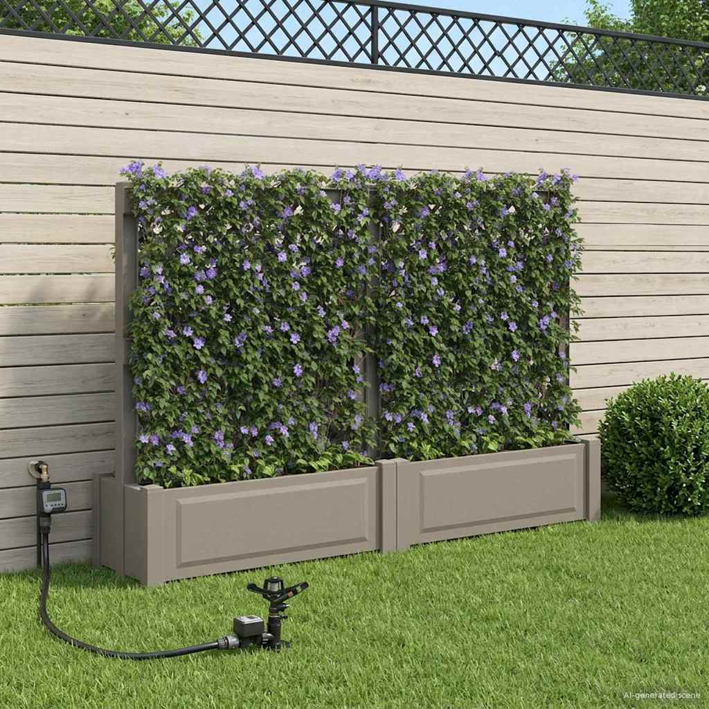 Grote planter met trellis 2 pcs Grijs 200 x 43 x 133,5 cm PP is nu te koop bij PeponiXL, paradijselijk wonen!