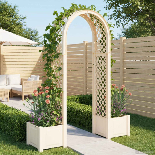 Rozenboog met planter Wit 168,5 x 43 x 207 cm PP is nu te koop bij PeponiXL, paradijselijk wonen!