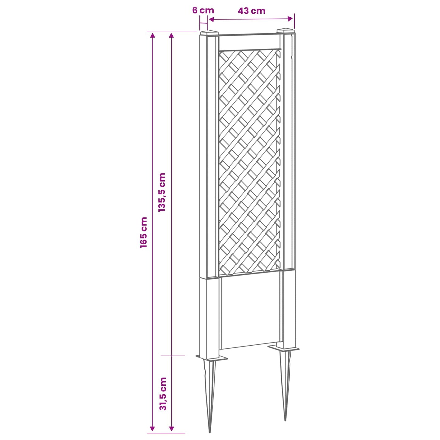 Trellis met Spike Grijs 43 x 6 x 165 cm PP is nu te koop bij PeponiXL, paradijselijk wonen!