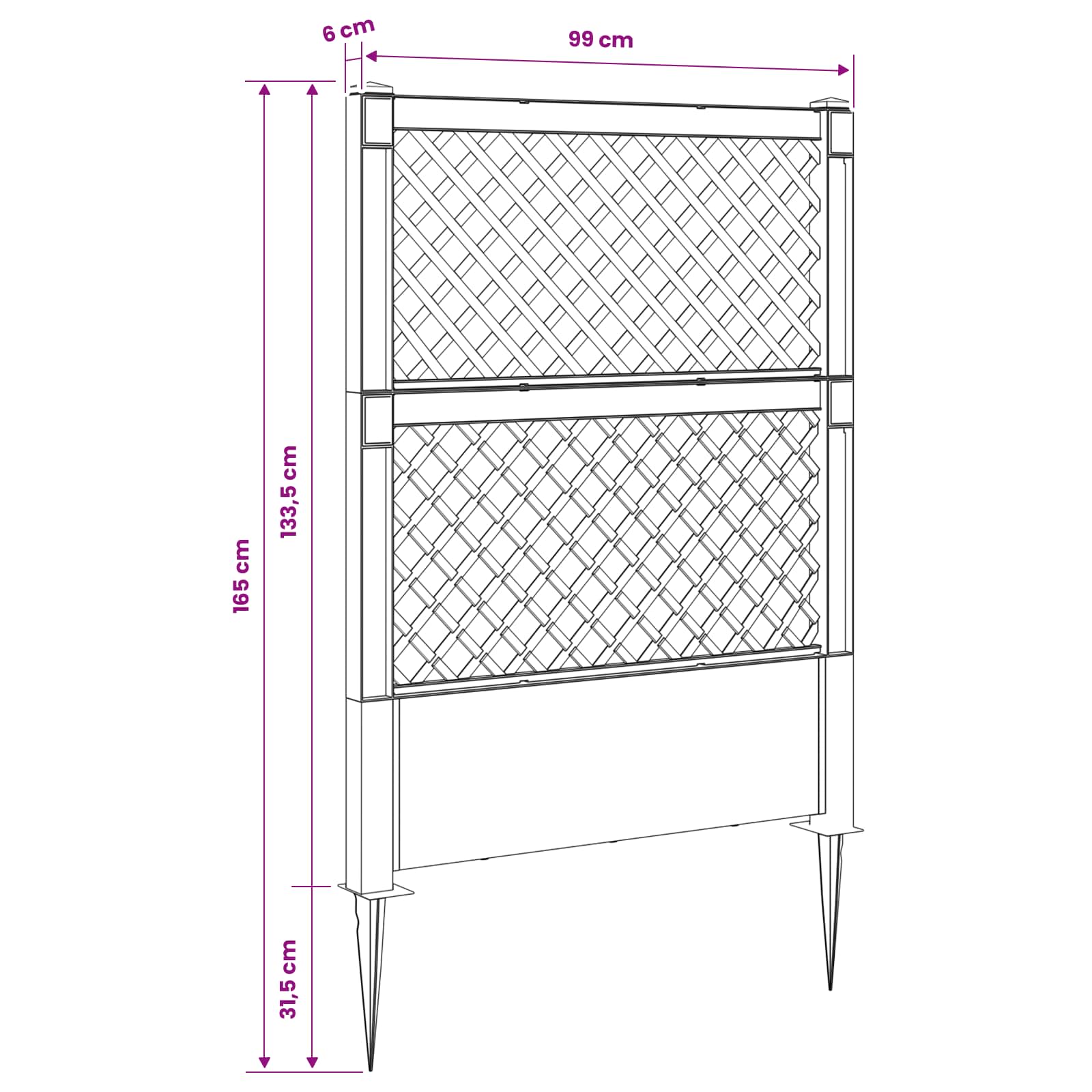 Trellis met Spike Wit 99 x 6 x 165 cm PP is nu te koop bij PeponiXL, paradijselijk wonen!