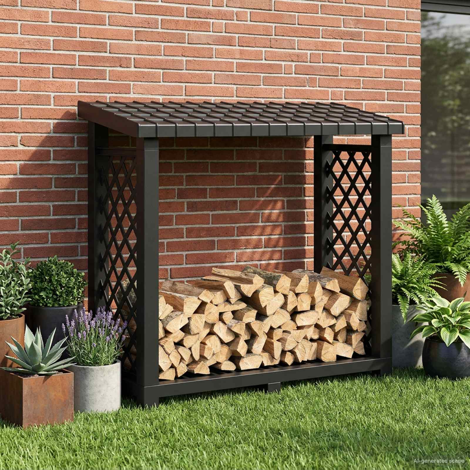 Brandhoutrek 114 x 46 x 101 cm PP Antraciet is nu te koop bij PeponiXL, paradijselijk wonen!