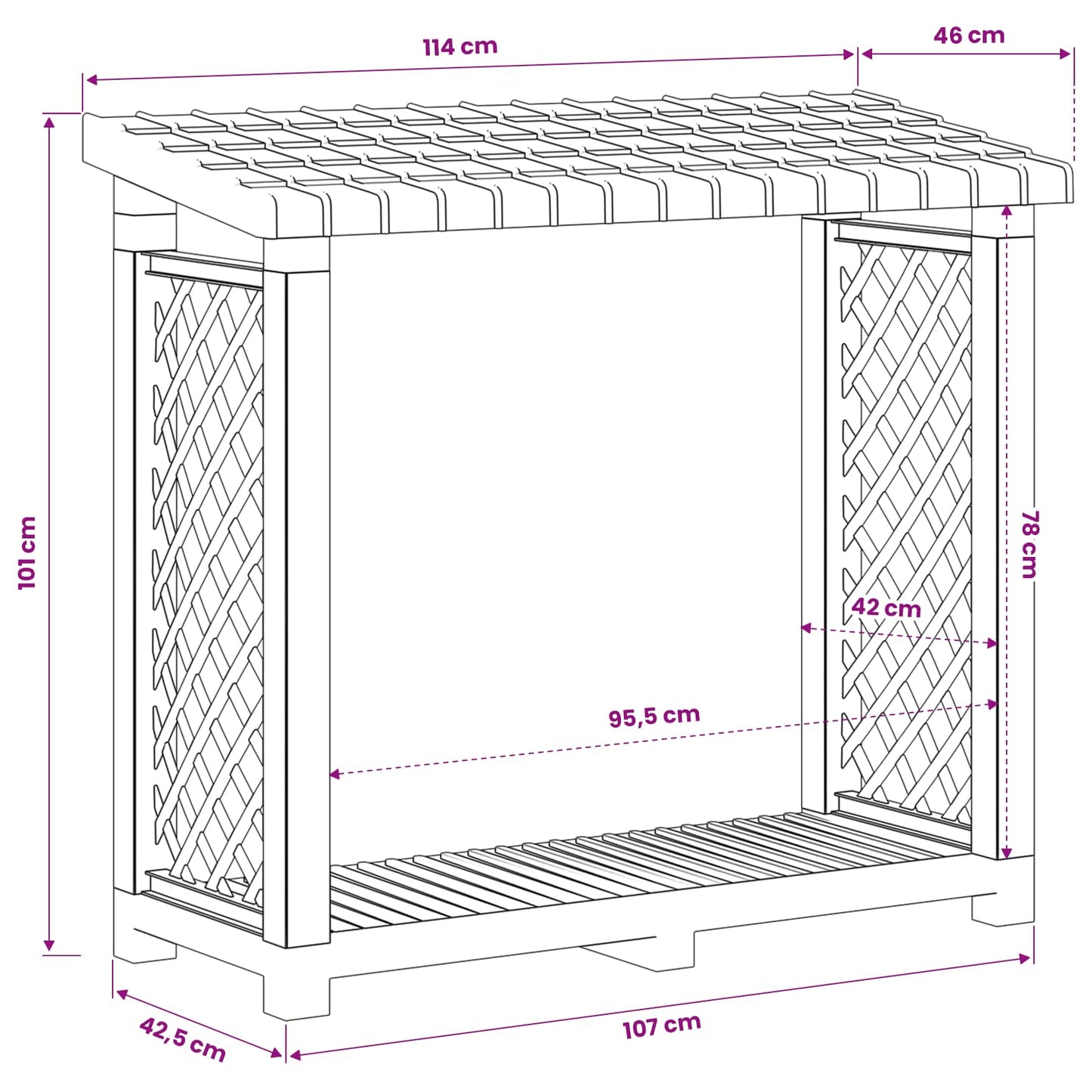 Brandhoutrek 114 x 46 x 101 cm PP Antraciet is nu te koop bij PeponiXL, paradijselijk wonen!