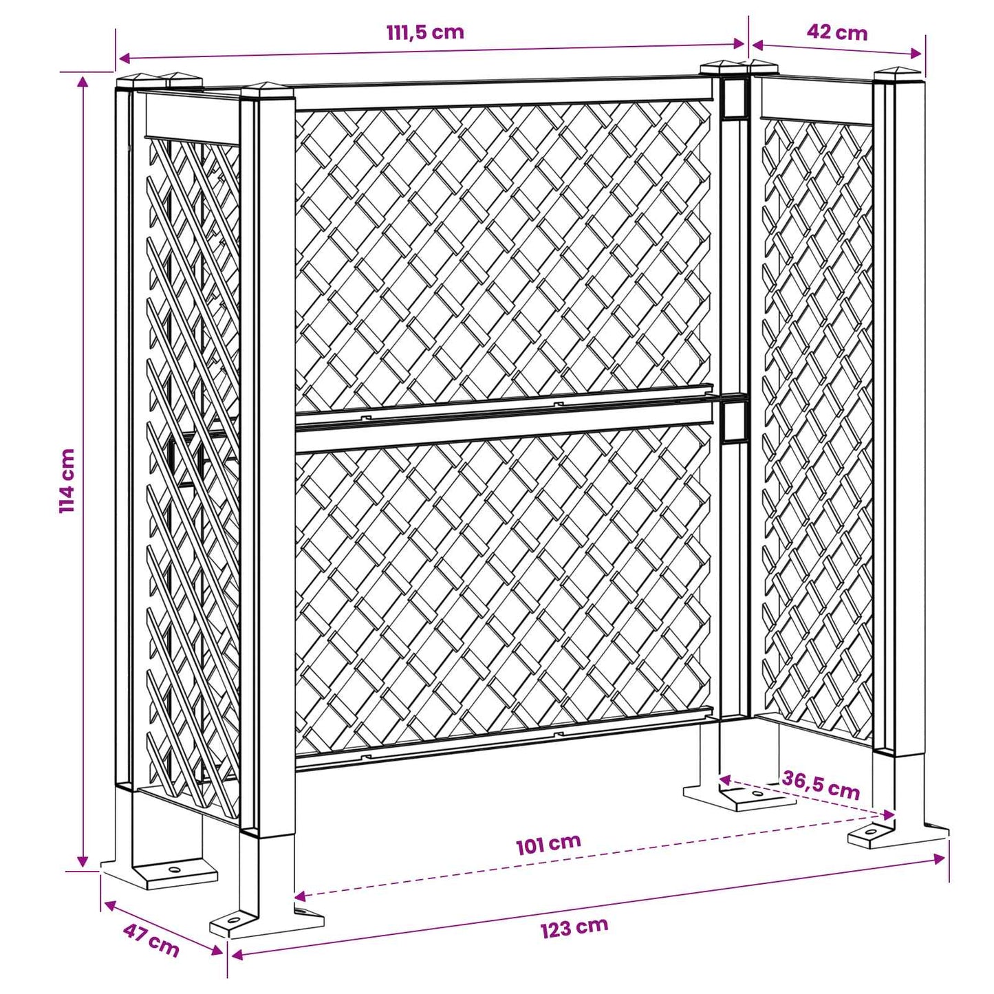 Vuilnisbak Trellis Antracietkleurig 123 x 47 x 114 cm PP is nu te koop bij PeponiXL, paradijselijk wonen!