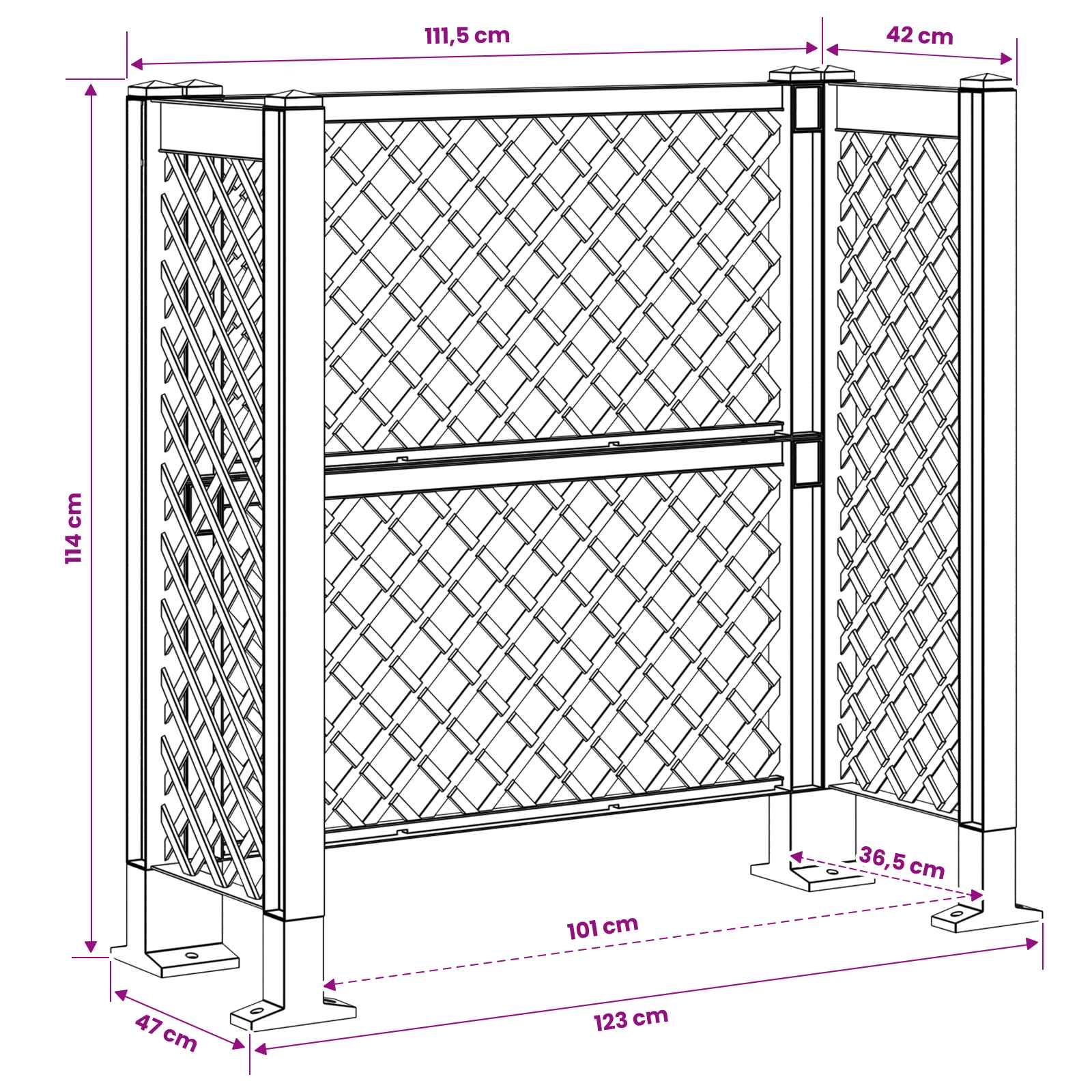 Vuilnisbak Trellis Antracietkleurig 123 x 47 x 114 cm PP is nu te koop bij PeponiXL, paradijselijk wonen!