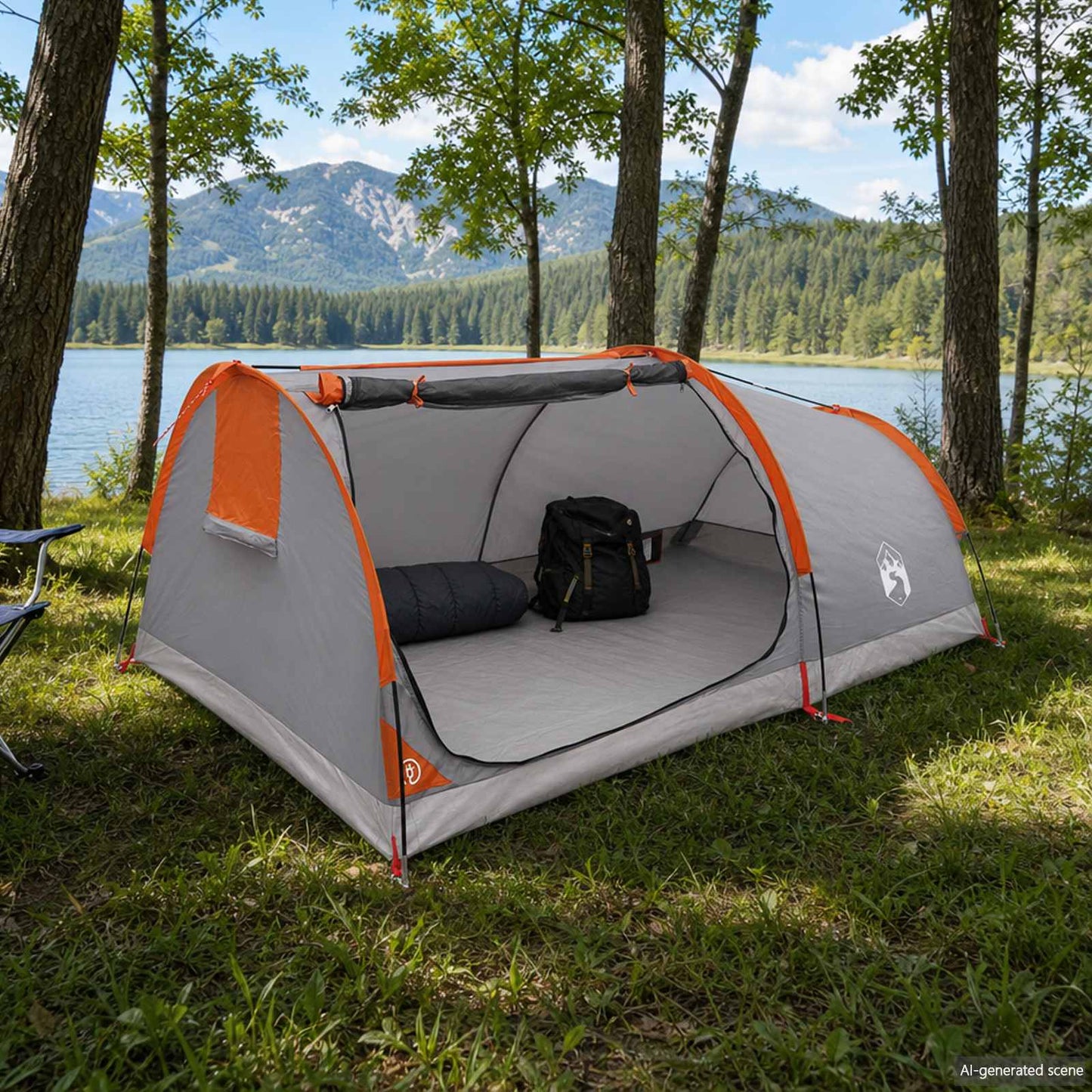 Hiking Tent Waterdicht 1-persoons Grijs en Oranje is nu te koop bij PeponiXL, paradijselijk wonen!
