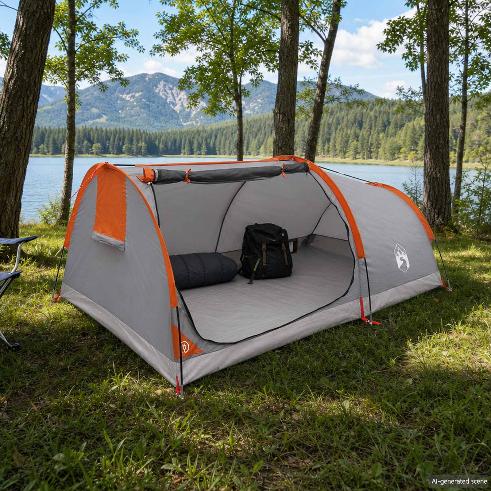 Hiking Tent Waterdicht 1-persoons Grijs en Oranje is nu te koop bij PeponiXL, paradijselijk wonen!