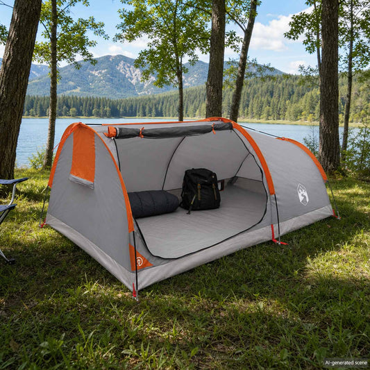 Hiking Tent Waterdicht 1-persoons Grijs en Oranje is nu te koop bij PeponiXL, paradijselijk wonen!