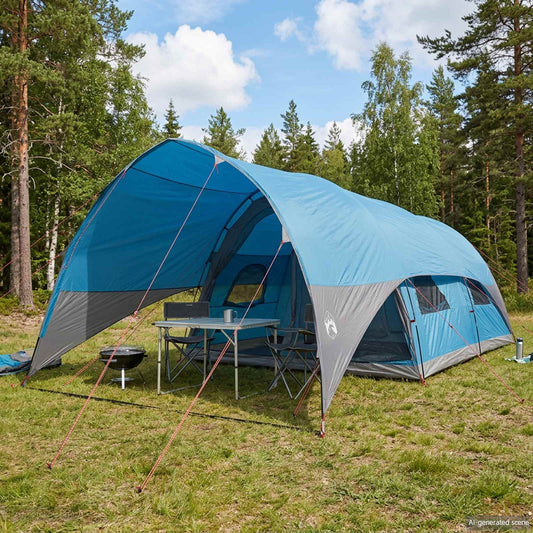 Tunnel Tent met Waterdichte Regenhoes 10-persoons Blauw is nu te koop bij PeponiXL, paradijselijk wonen!