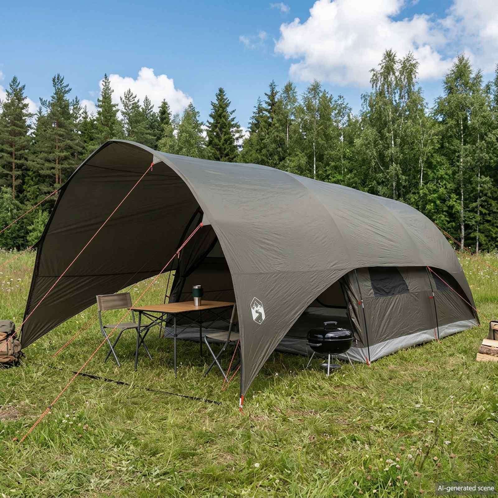 Tunnel Tent met Waterdichte Regenhoes 10-persoons Legergroen is nu te koop bij PeponiXL, paradijselijk wonen!