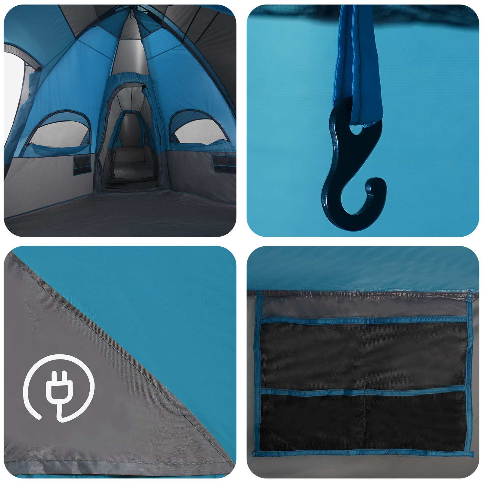 Gezinstent met regenzeil waterdicht 14-persoons Blauw is nu te koop bij PeponiXL, paradijselijk wonen!