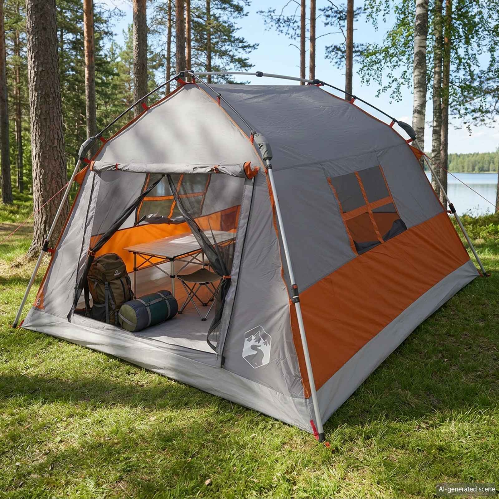 Instant Tent Water-resistant 3-persoons Grijs en Oranje is nu te koop bij PeponiXL, paradijselijk wonen!
