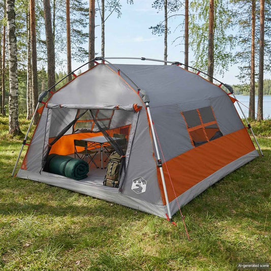 Instant Tent Water-resistant 4-persoons Grijs en Oranje is nu te koop bij PeponiXL, paradijselijk wonen!