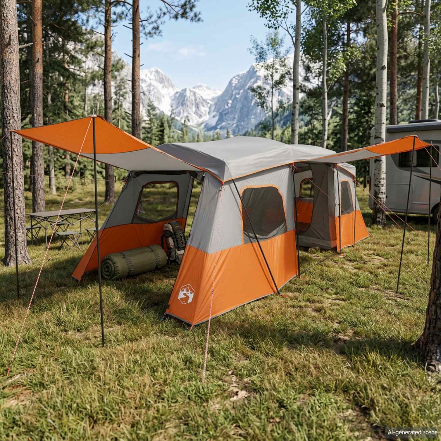 3-persoons Grijs en Oranje 185T Polyester met PU Coating is nu te koop bij PeponiXL, paradijselijk wonen!