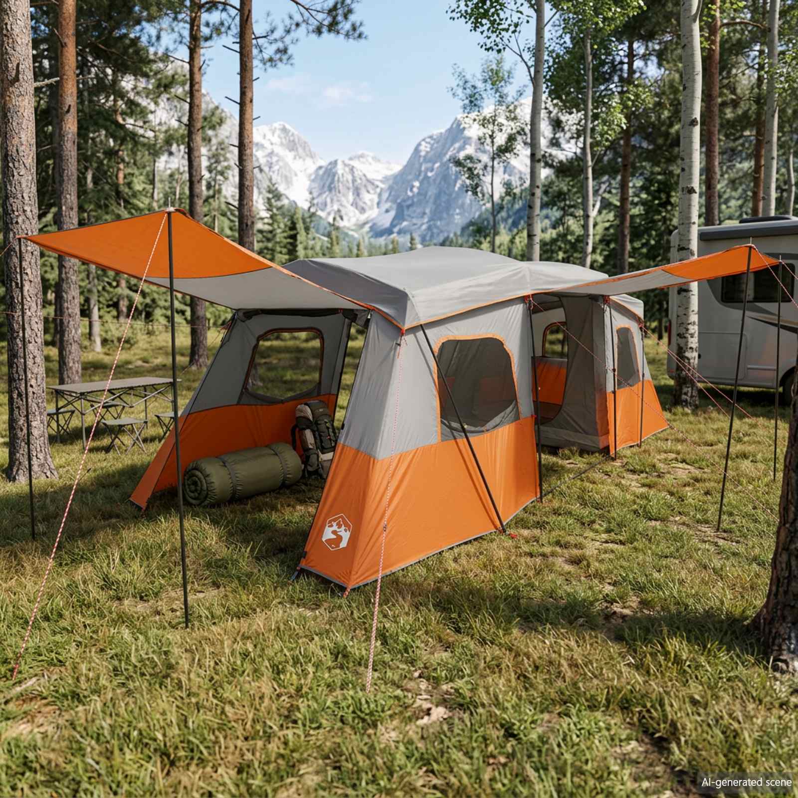 3-persoons Grijs en Oranje 185T Polyester met PU Coating is nu te koop bij PeponiXL, paradijselijk wonen!